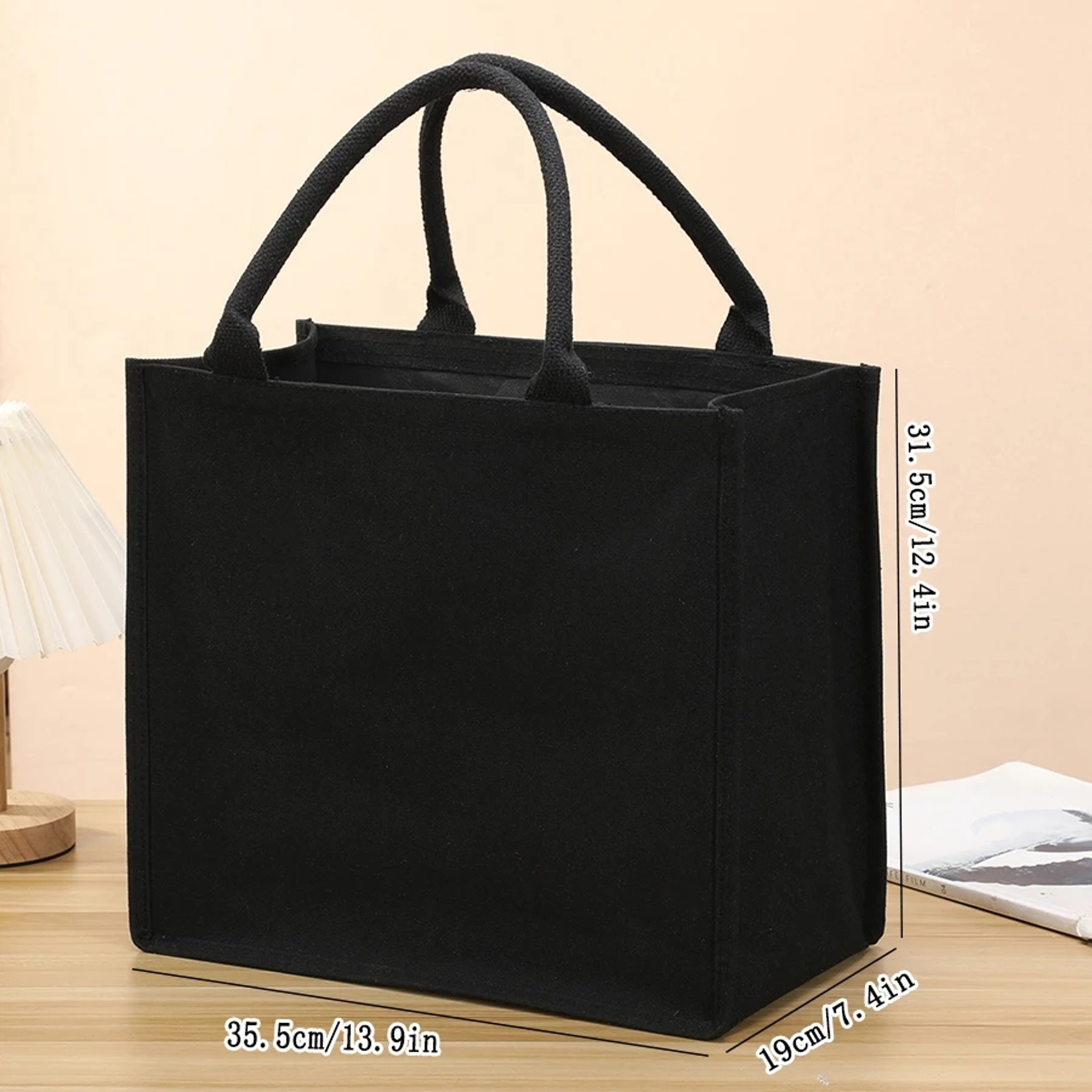 Large Capacity Canvas Tote Bag For Women  Men Thickened Everyday Shopping Handbag 3