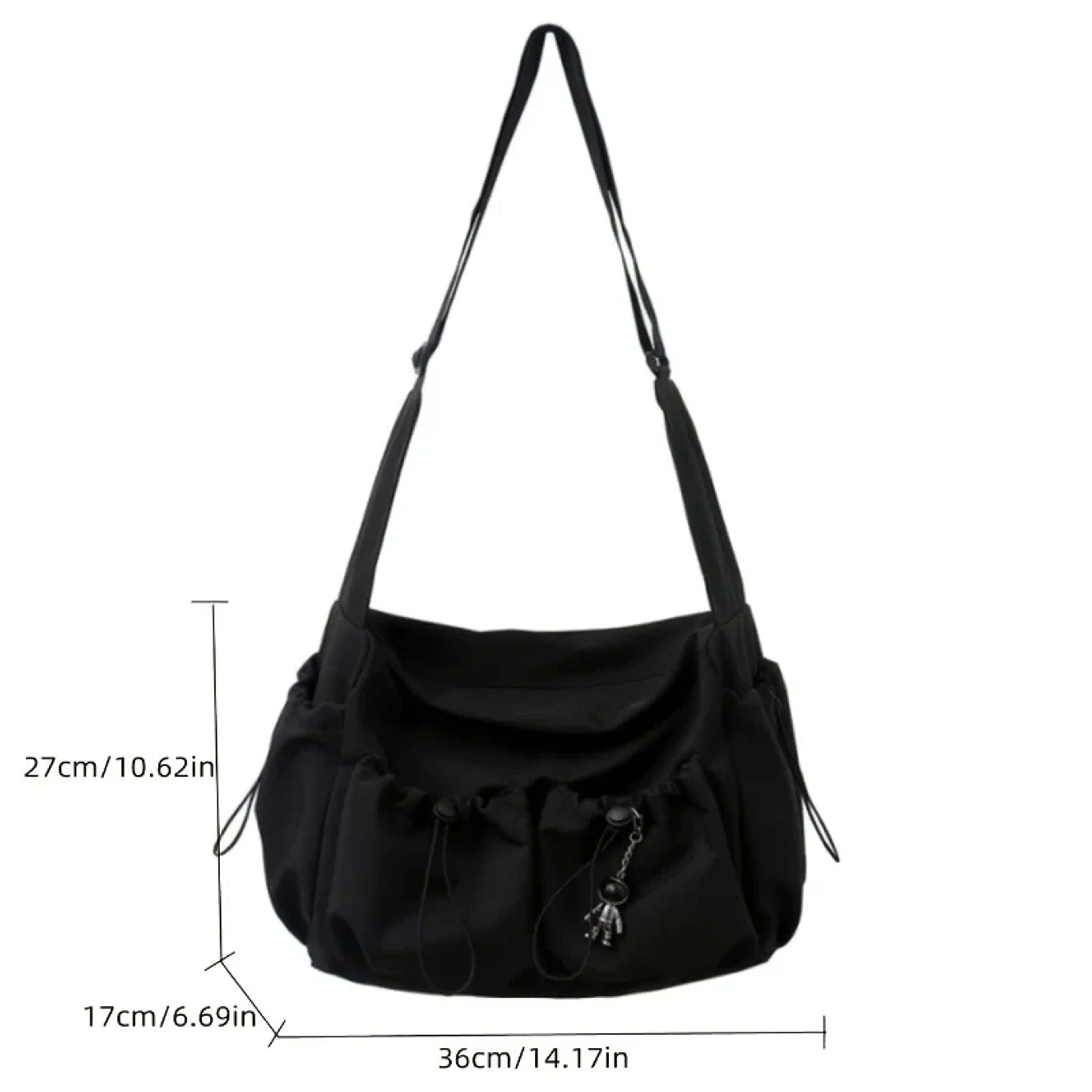 Fashion Crossbody Bag for Women with Drawstring Accent, Secure Zipper & Charm Casual Handbag – view 3