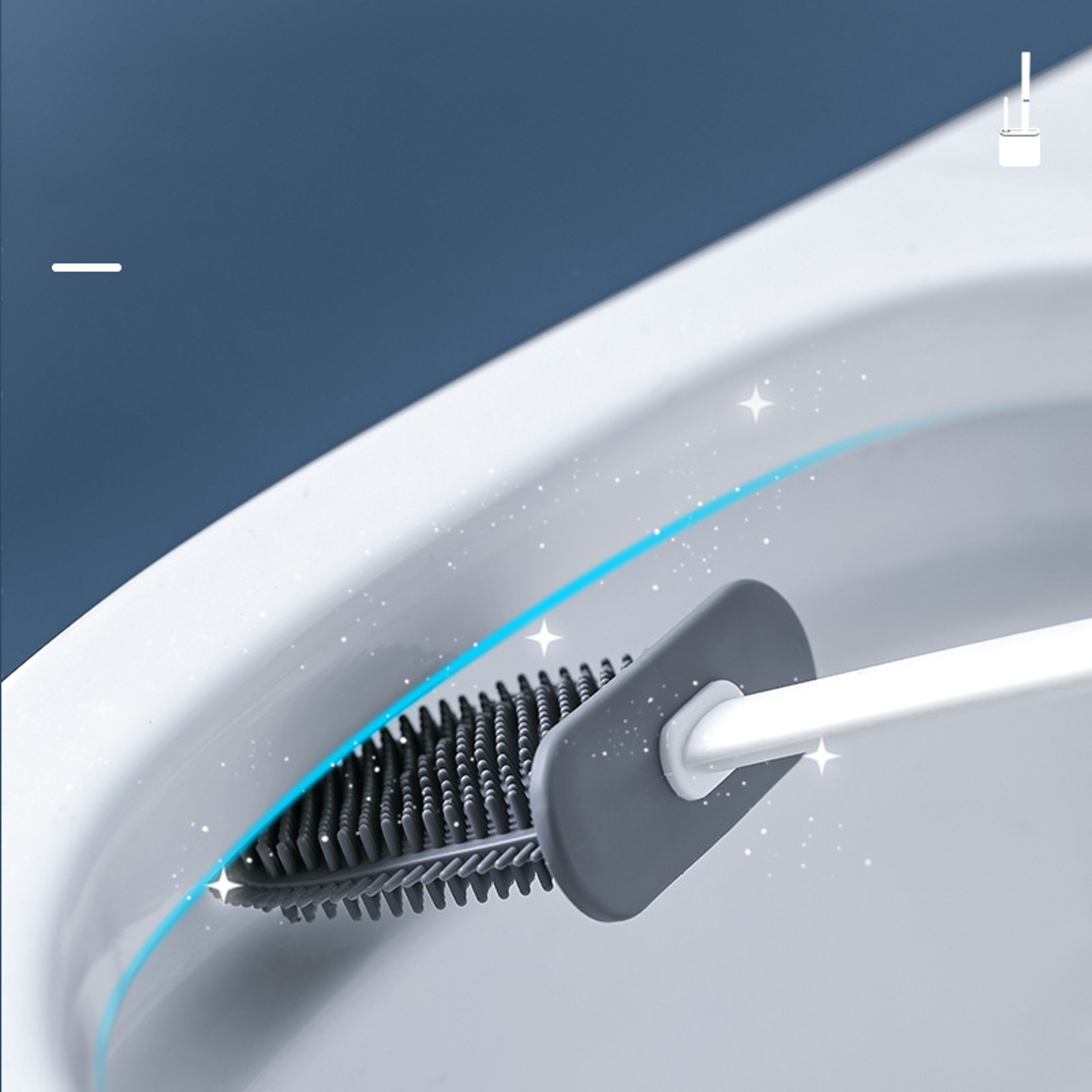 Flexible Silicone Toilet Brush with Wall Mounted Holder for Deep Toilet Bowl Cleaning – view 2