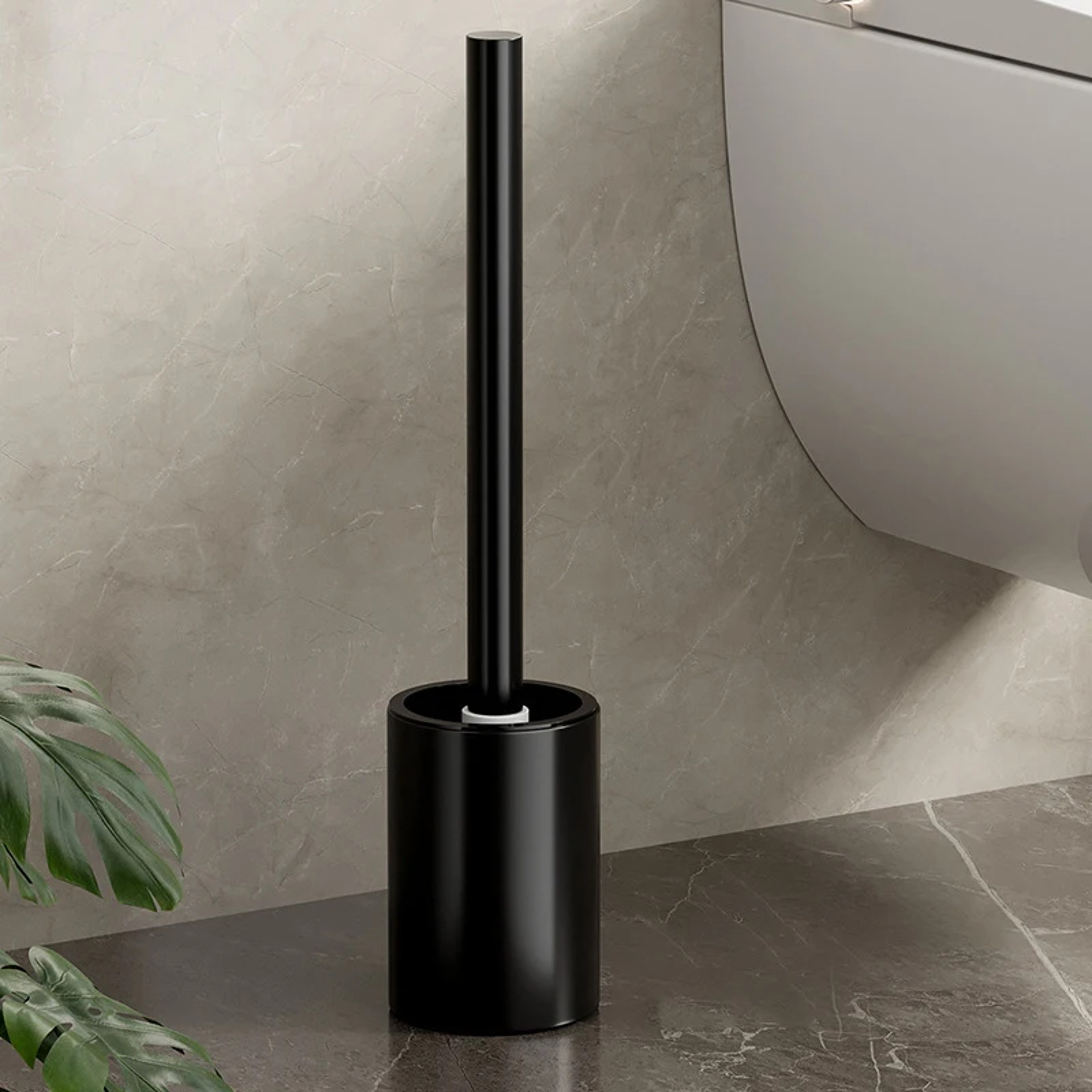 Wall Mounted Toilet Brush Holder No Drill Space Aluminum Bathroom Cleaning Brush – view 7