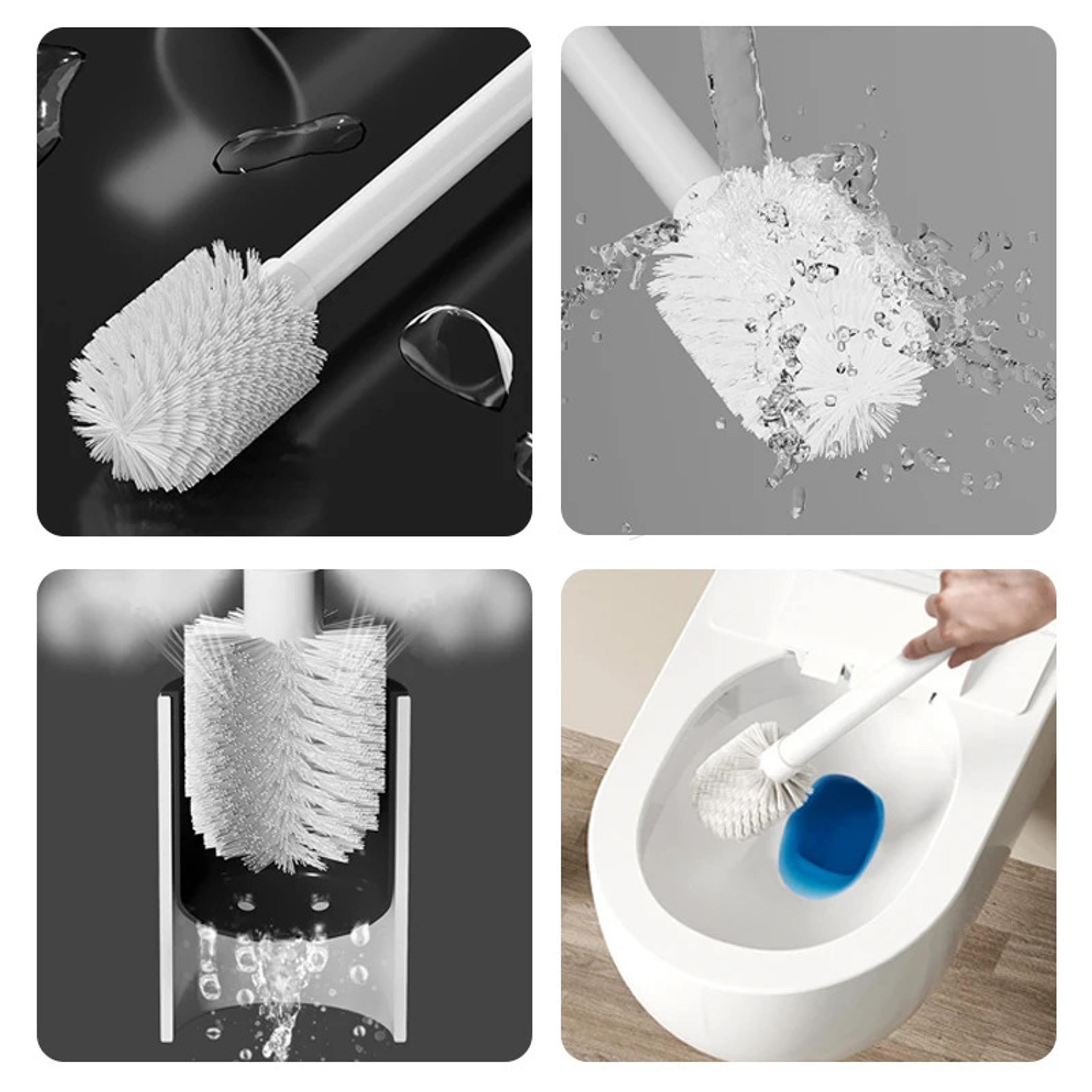 Wall Mounted Toilet Brush Holder No Drill Space Aluminum Bathroom Cleaning Brush – view 6