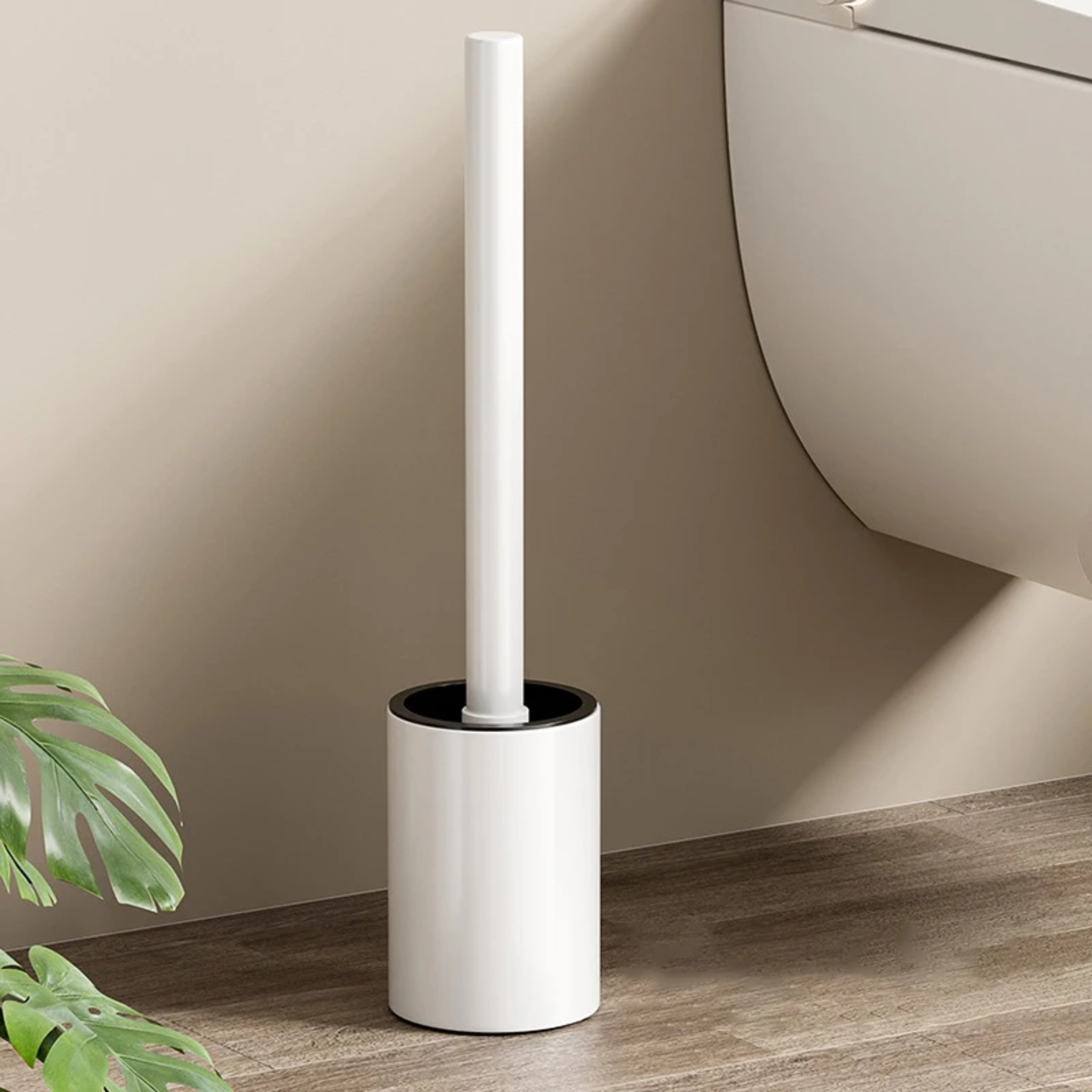 Wall Mounted Toilet Brush Holder No Drill Space Aluminum Bathroom Cleaning Brush – view 8