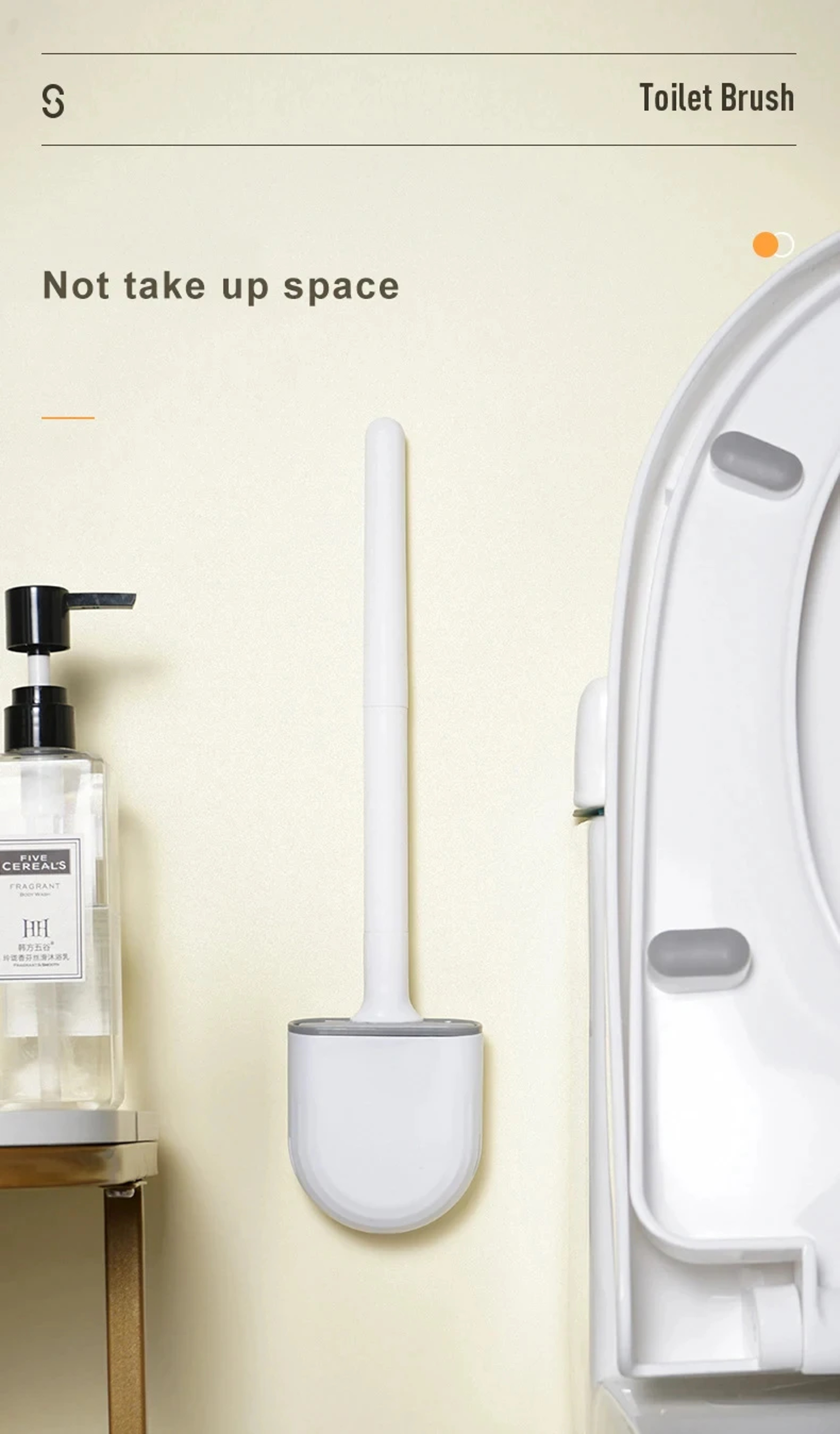 Silicone Toilet Brush With Holder Wall Mounted Flexible Toilet Bowl Cleaning Set 1