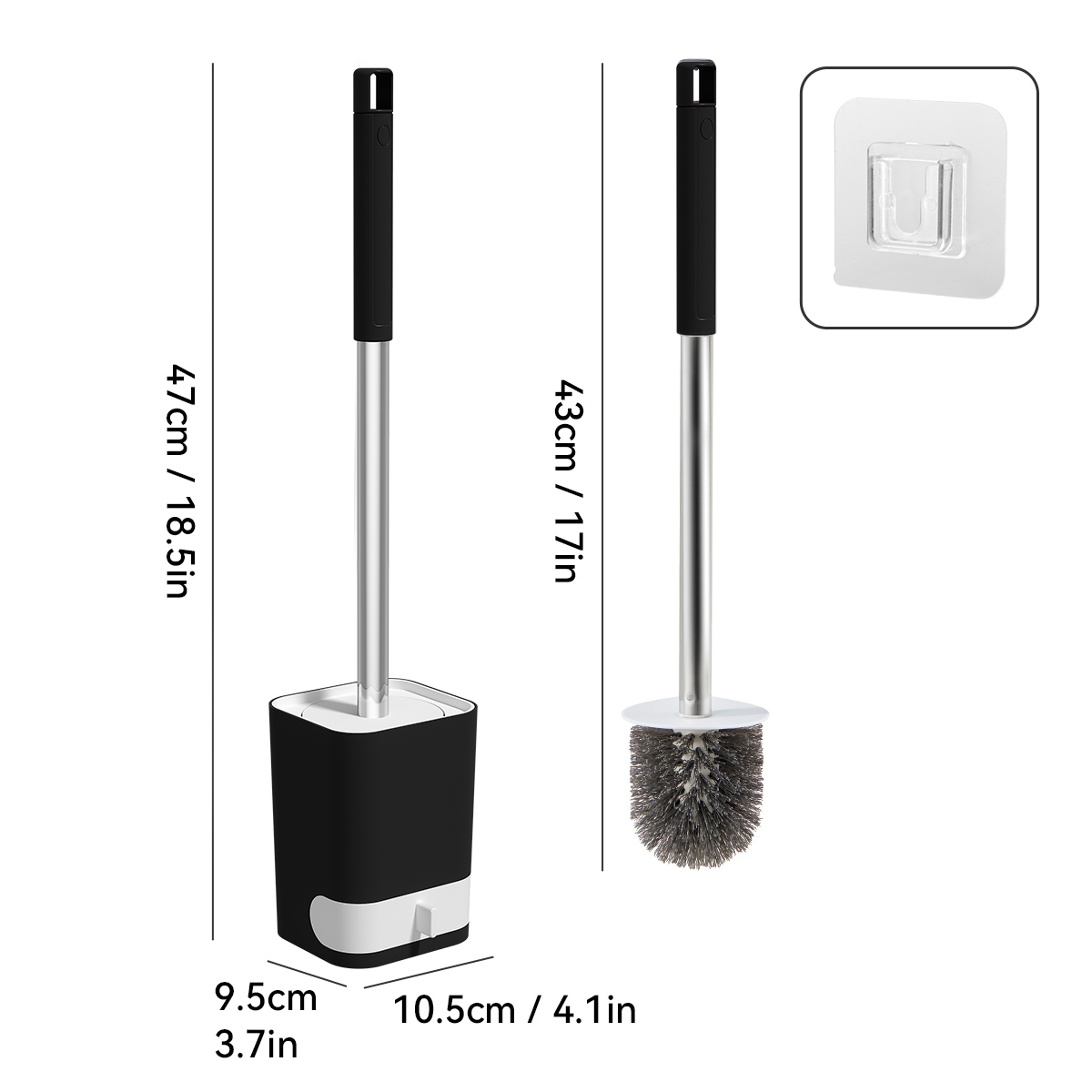 Wall Mounted Toilet Brush with Self Draining Holder Long Handle Bathroom Cleaning Brush – view 8