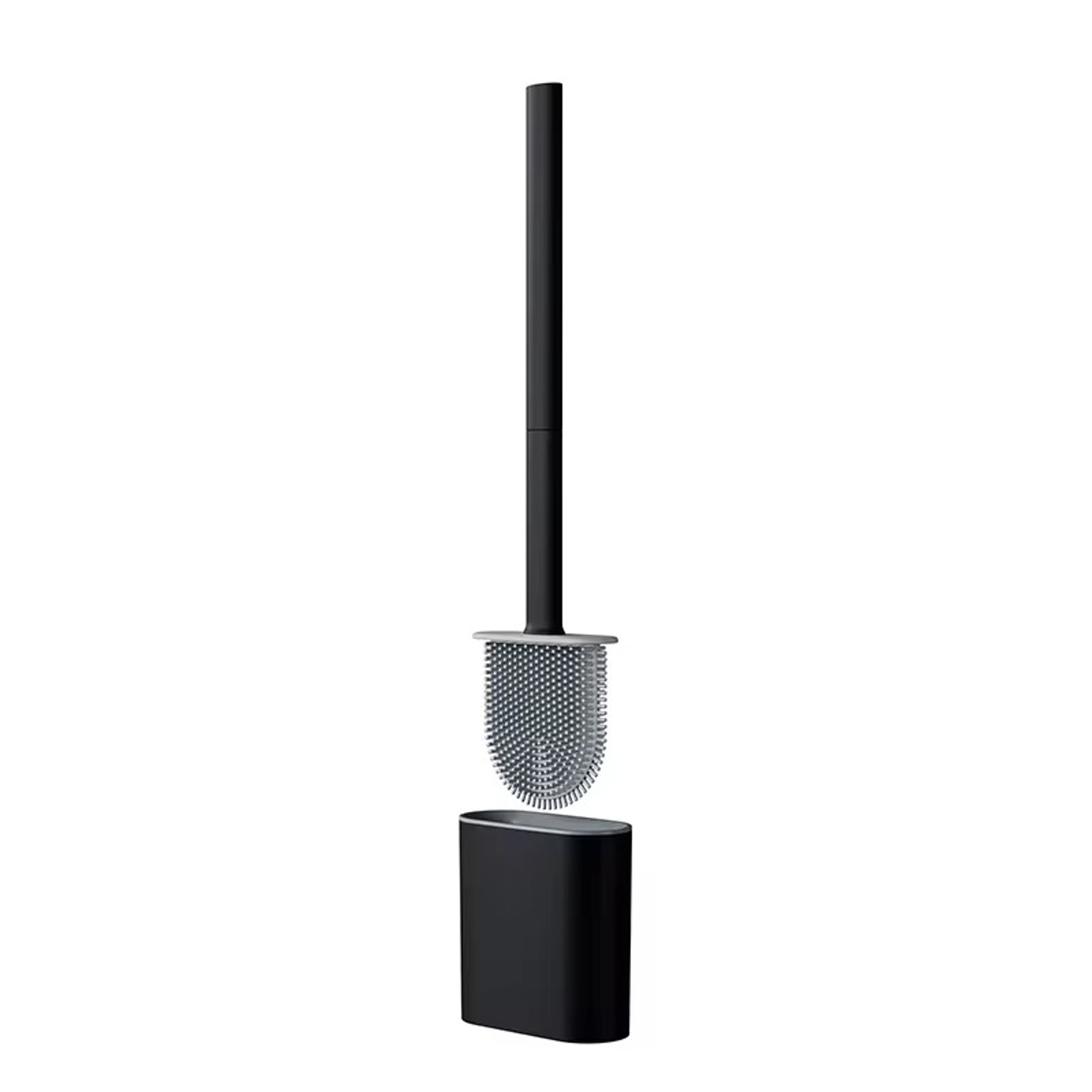 Silicone Toilet Brush With Holder Wall Mounted Flat Bathroom Cleaning Brush 5
