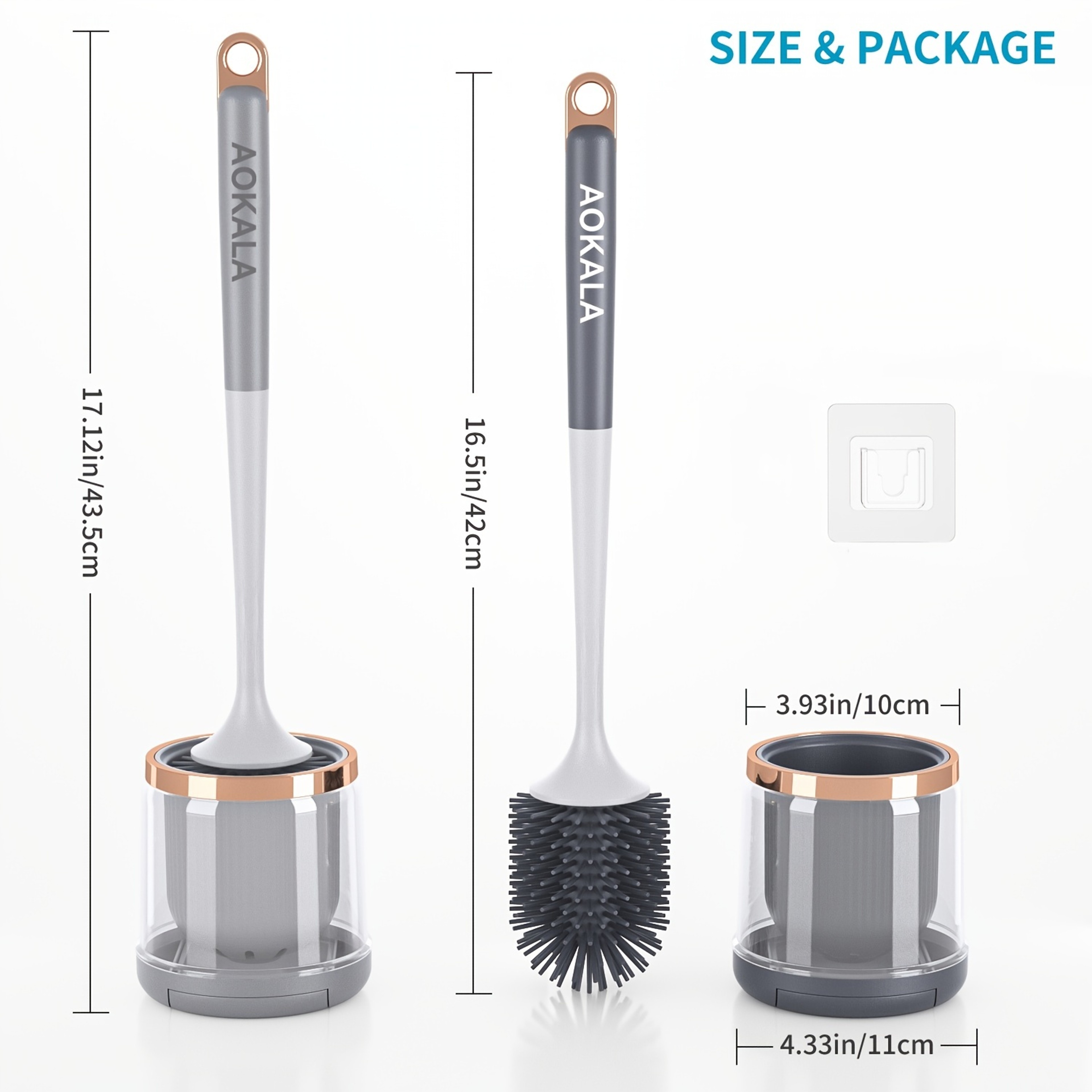 Silicone Toilet Brush with Holder & Tweezers Long Handle Bathroom Cleaning Set – view 4
