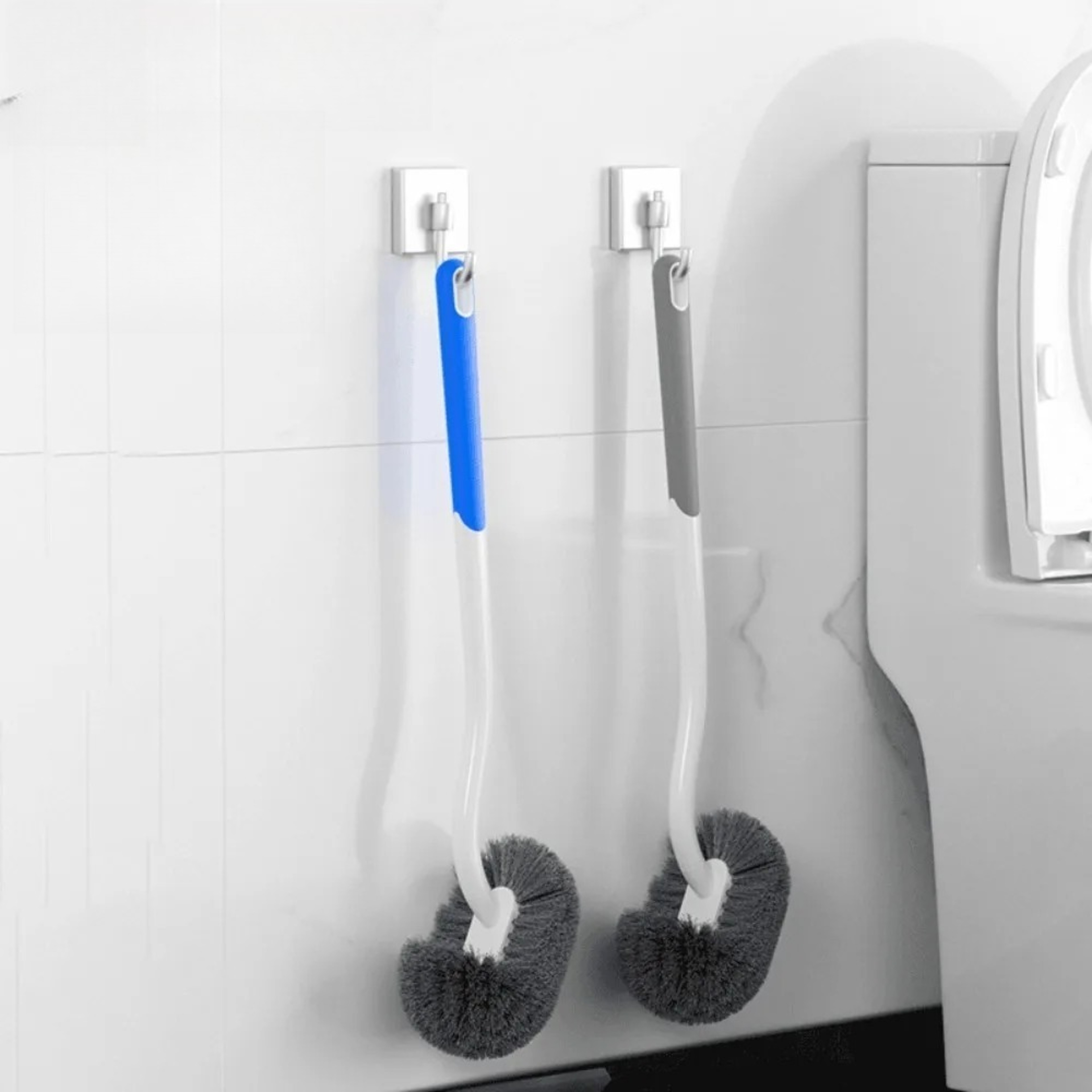 Wall Mounted Toilet Brush with Long Handle S Shape Corner Cleaning Brush – view 2
