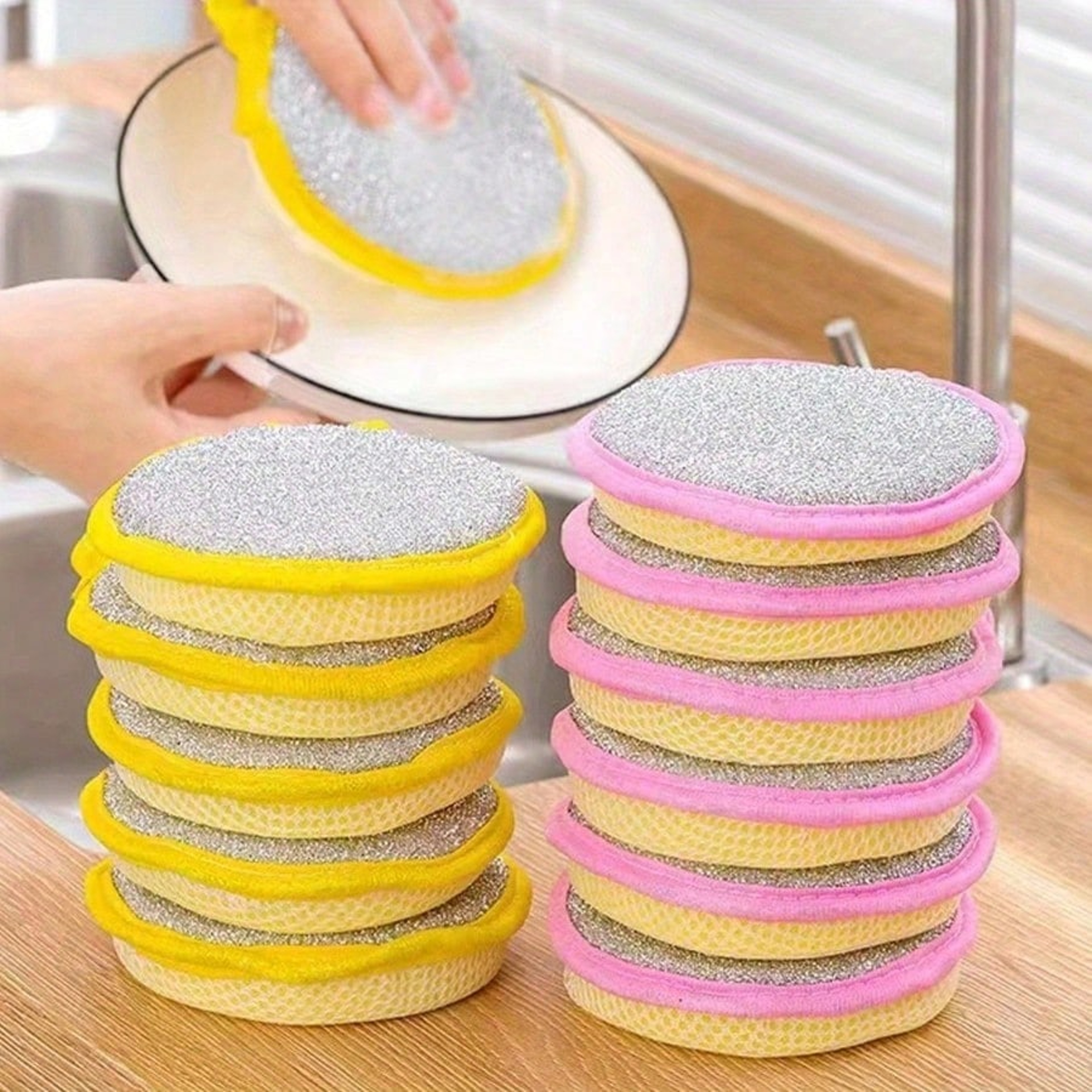 Reusable Kitchen Cleaning Sponge  Dish Washing Sponge Textured Scrub Cloth For Cookware Sinks  Stov 3