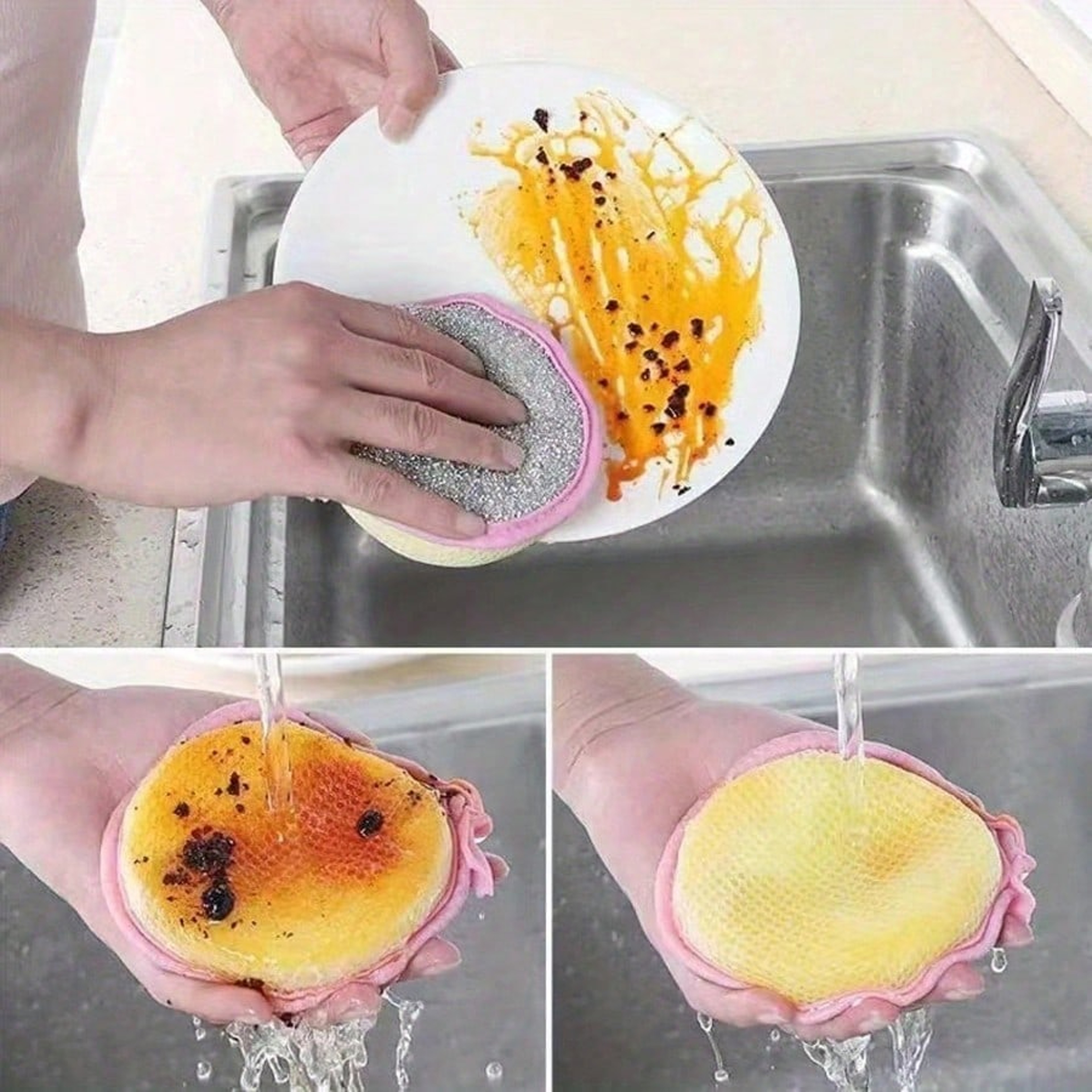 Reusable Kitchen Cleaning Sponge  Dish Washing Sponge Textured Scrub Cloth For Cookware Sinks  Stov 4
