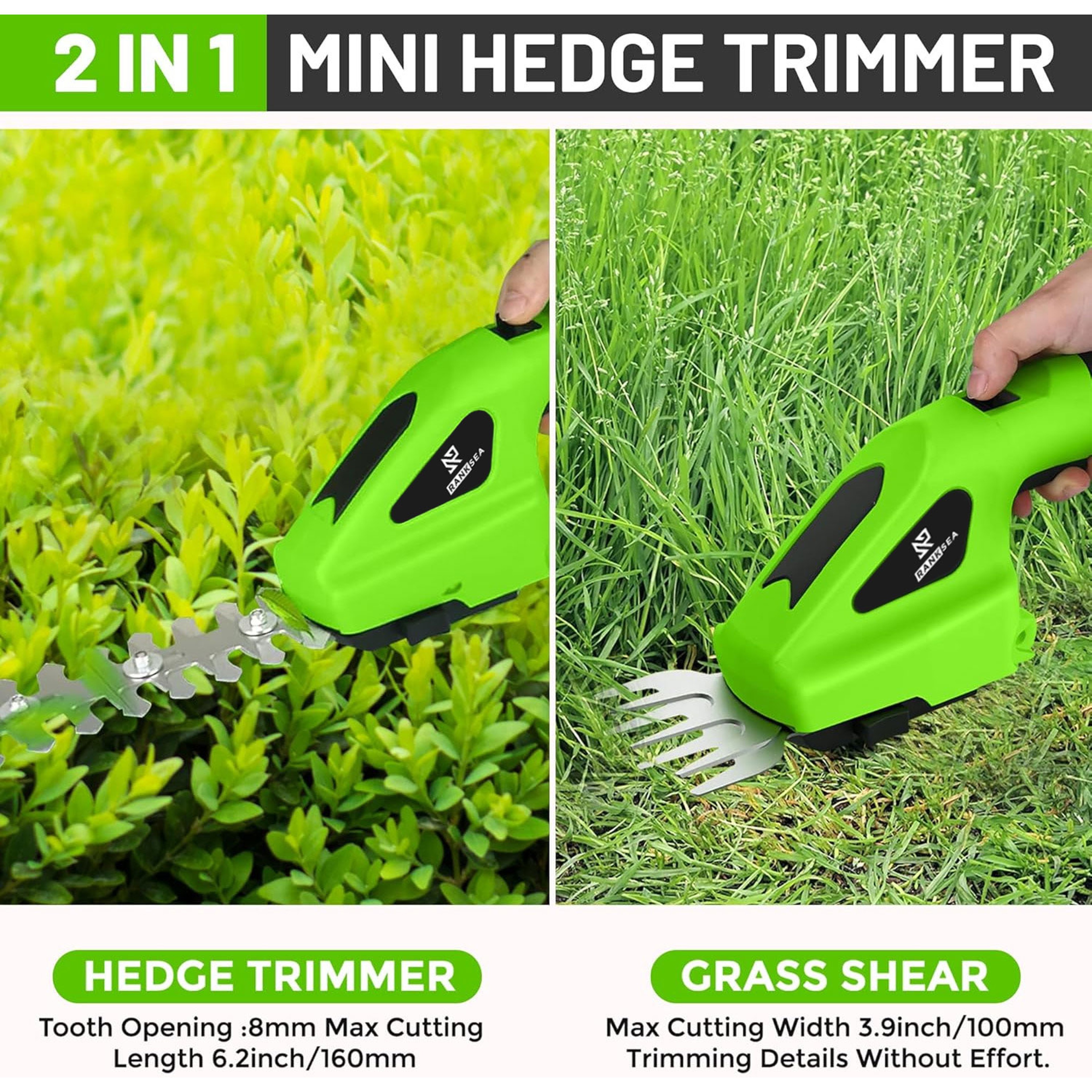 Cordless Hedge Trimmer & Rechargeable Hedge Trimmer for Shrubs, Grass Garden Pruning – view 3