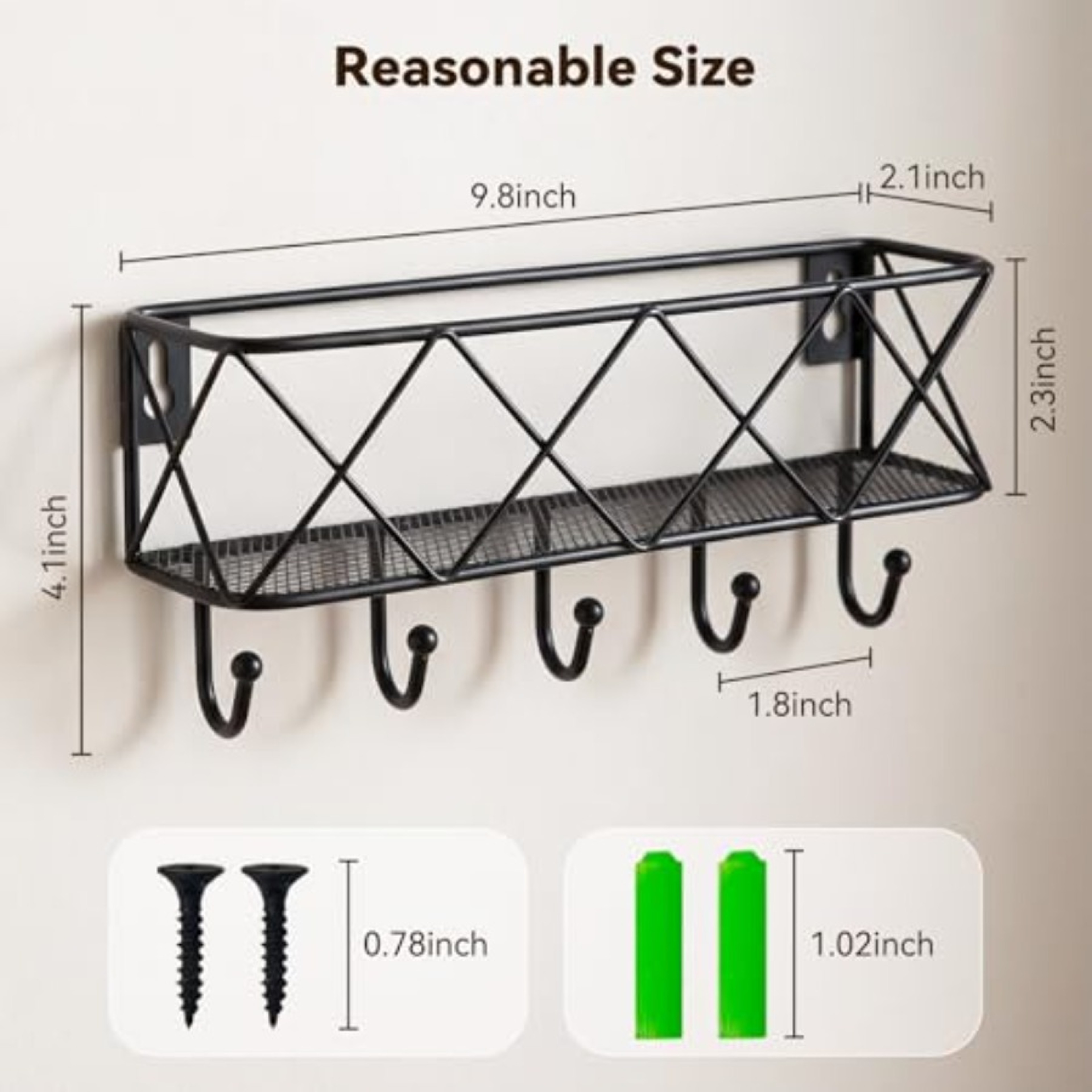 Key Holder Wall Mount with Mail Organizer for Wall, Metal Wall Key Rack with Hooks for Entryway Storage – view 2