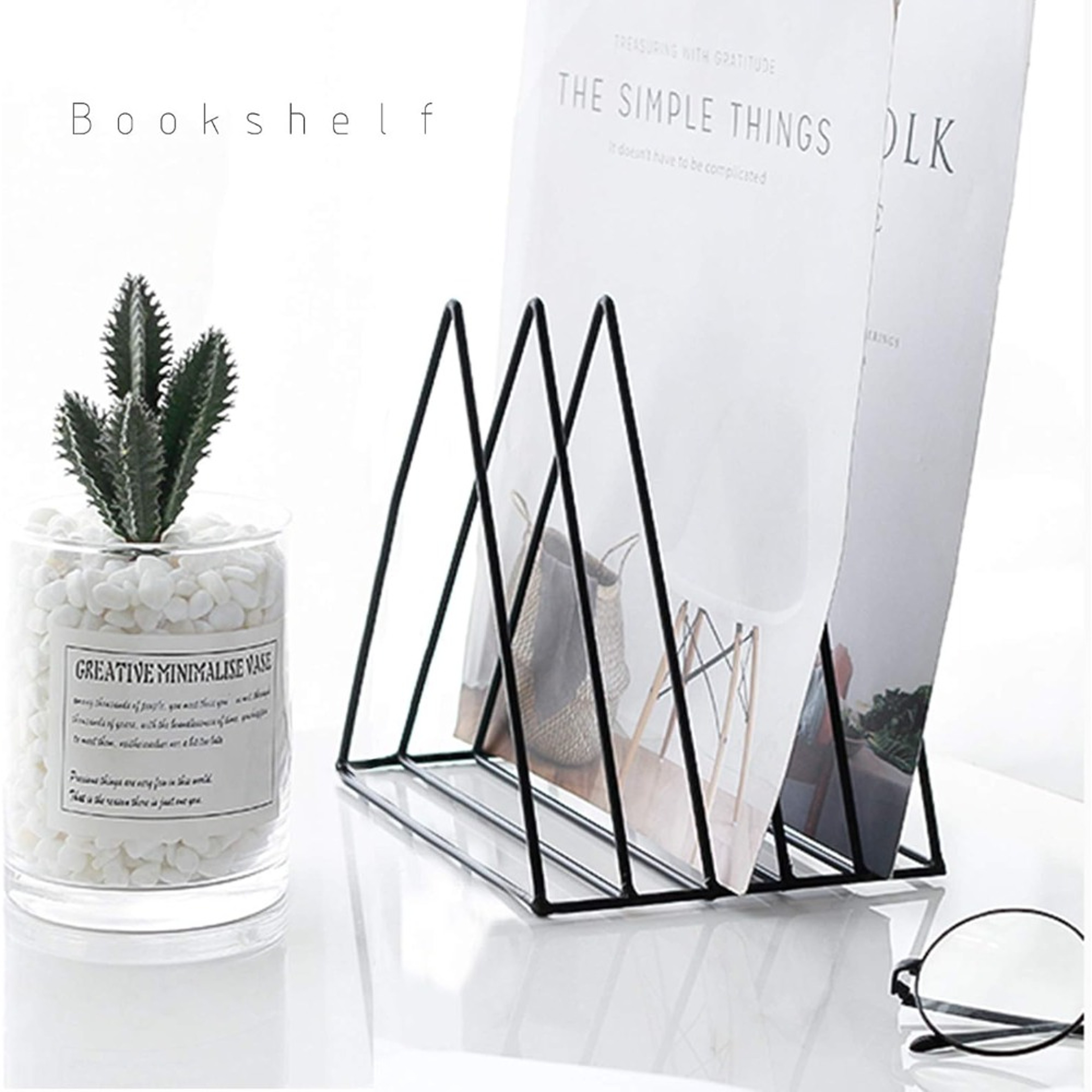 Slot Metal Vinyl Record Holder and Magazine Organizer for Desk and Shelf – view 4
