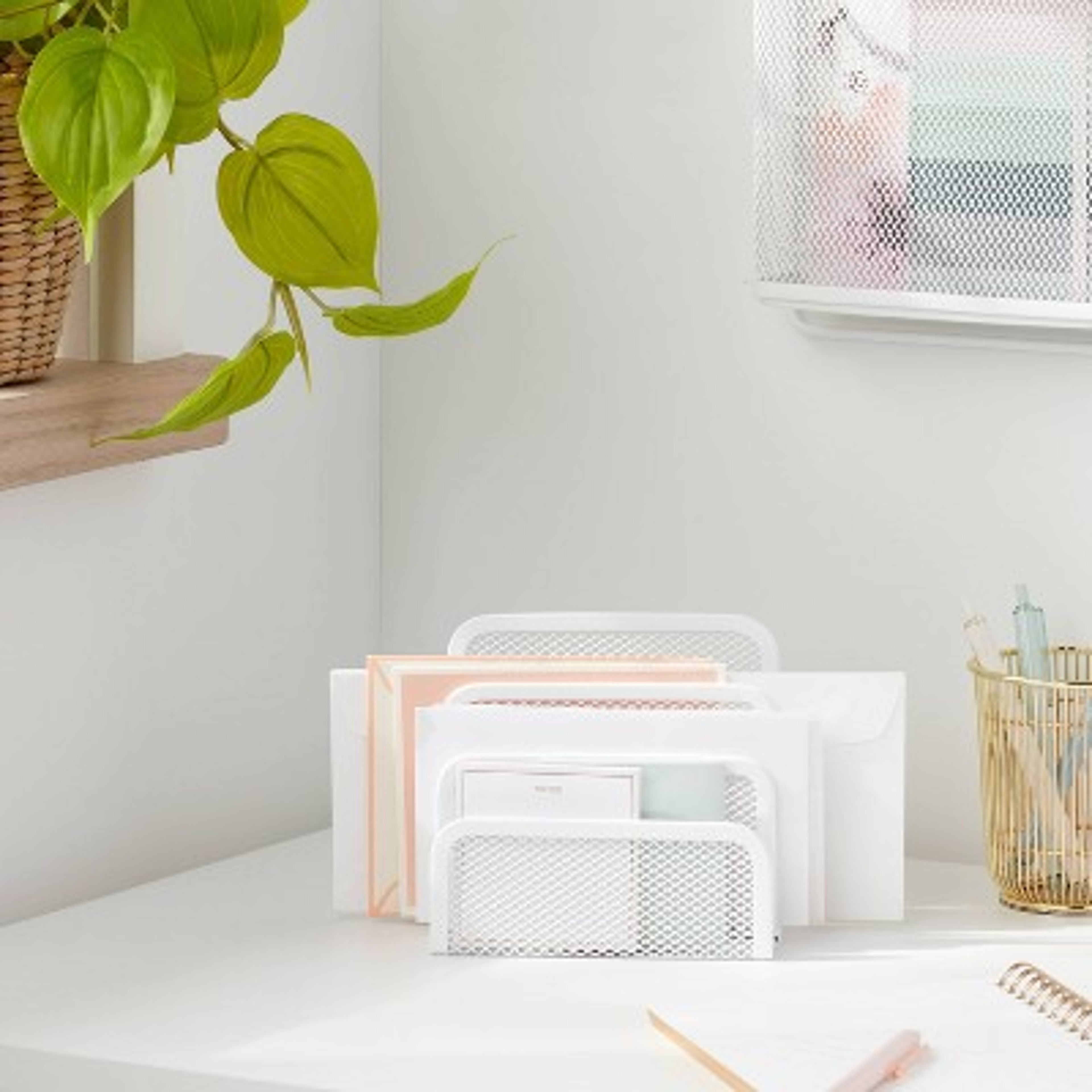 Tier Mesh Letter Sorter White Steel Desk Organizer and Mail Organizer – view 2