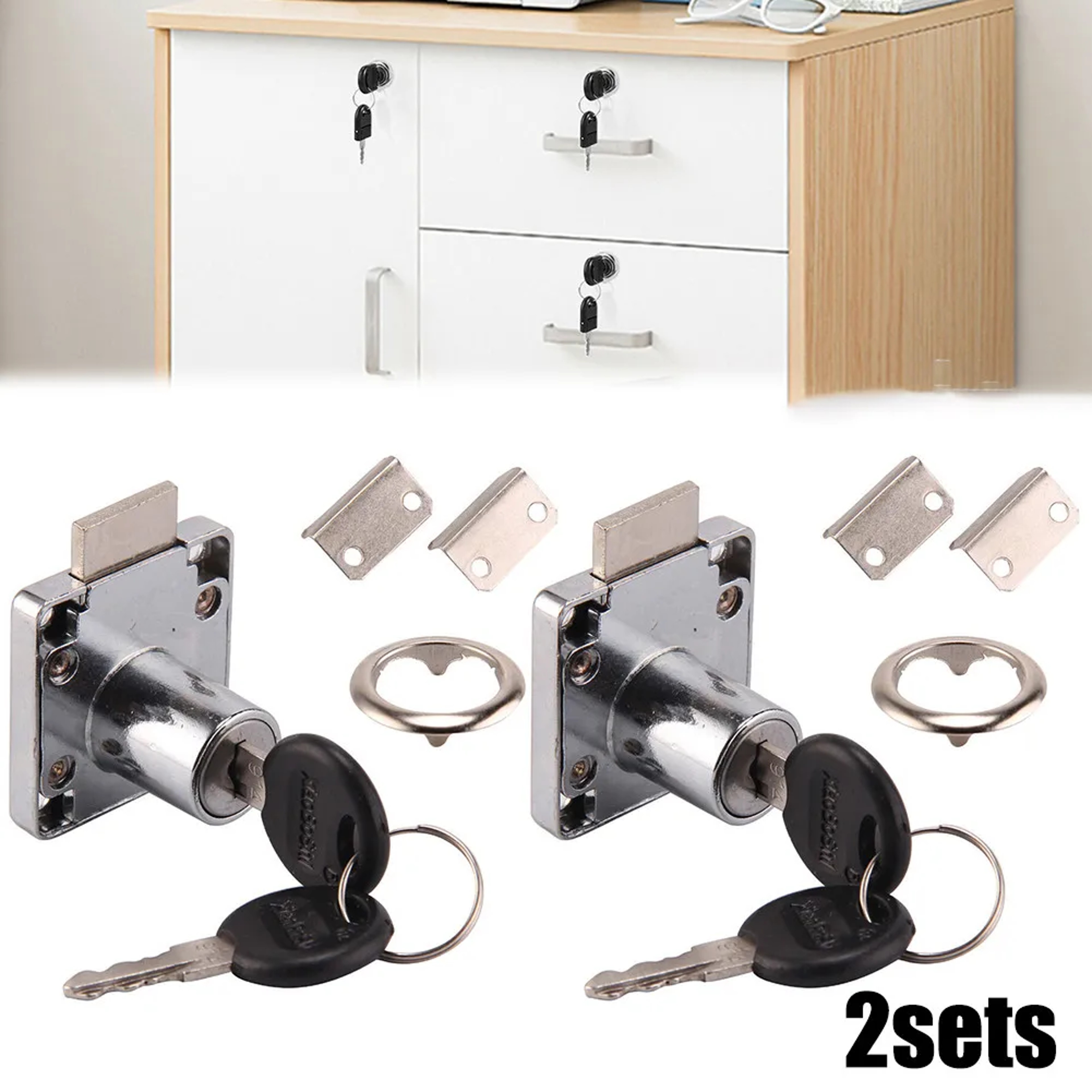 Pack Steel Cam Locks for Cabinets Drawers and Mailboxes with Keys – view 1