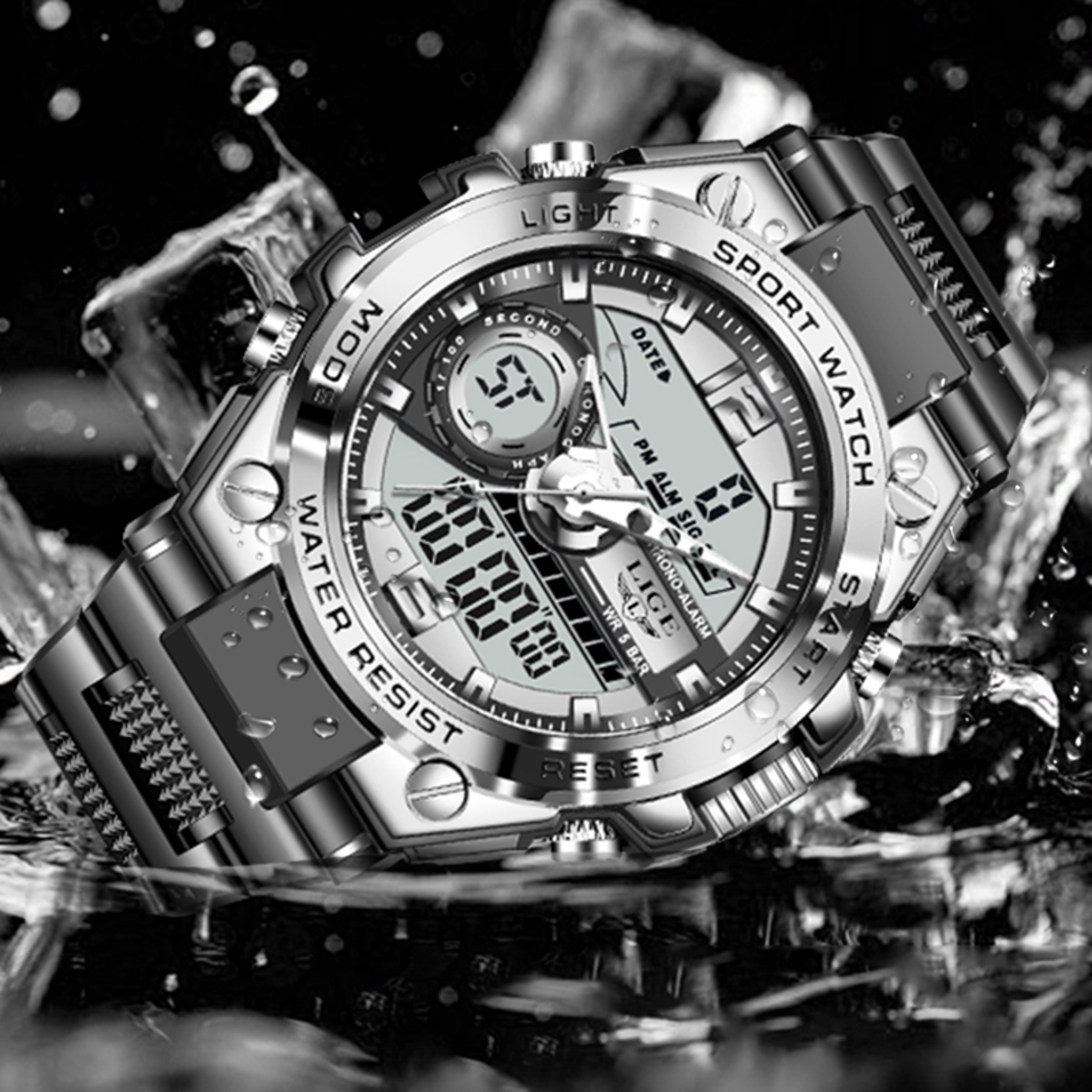 Waterproof Military Watch for Men with LED Dual Display and Sport Chronograph – view 2