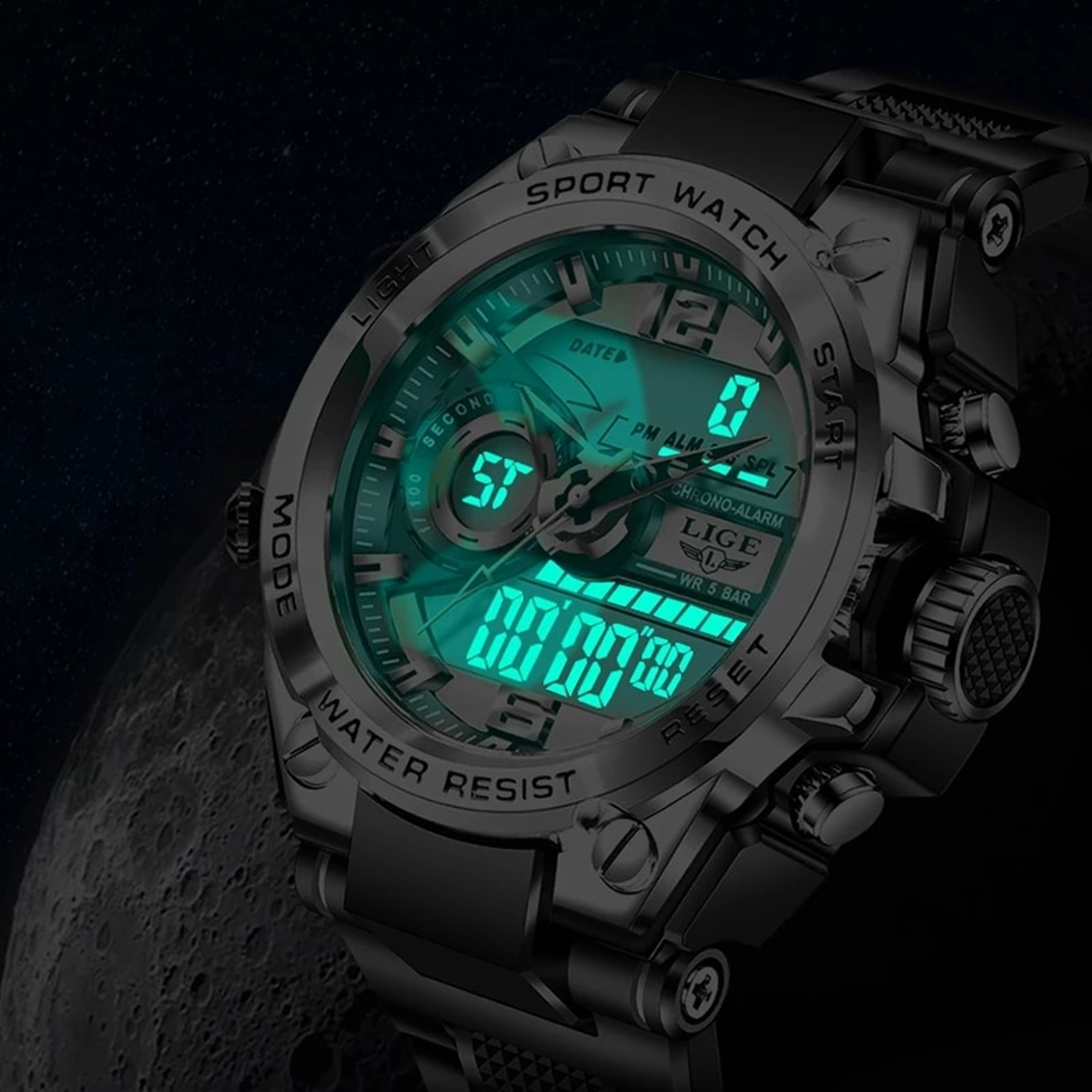 Waterproof Military Watch for Men with LED Dual Display and Sport Chronograph – view 4