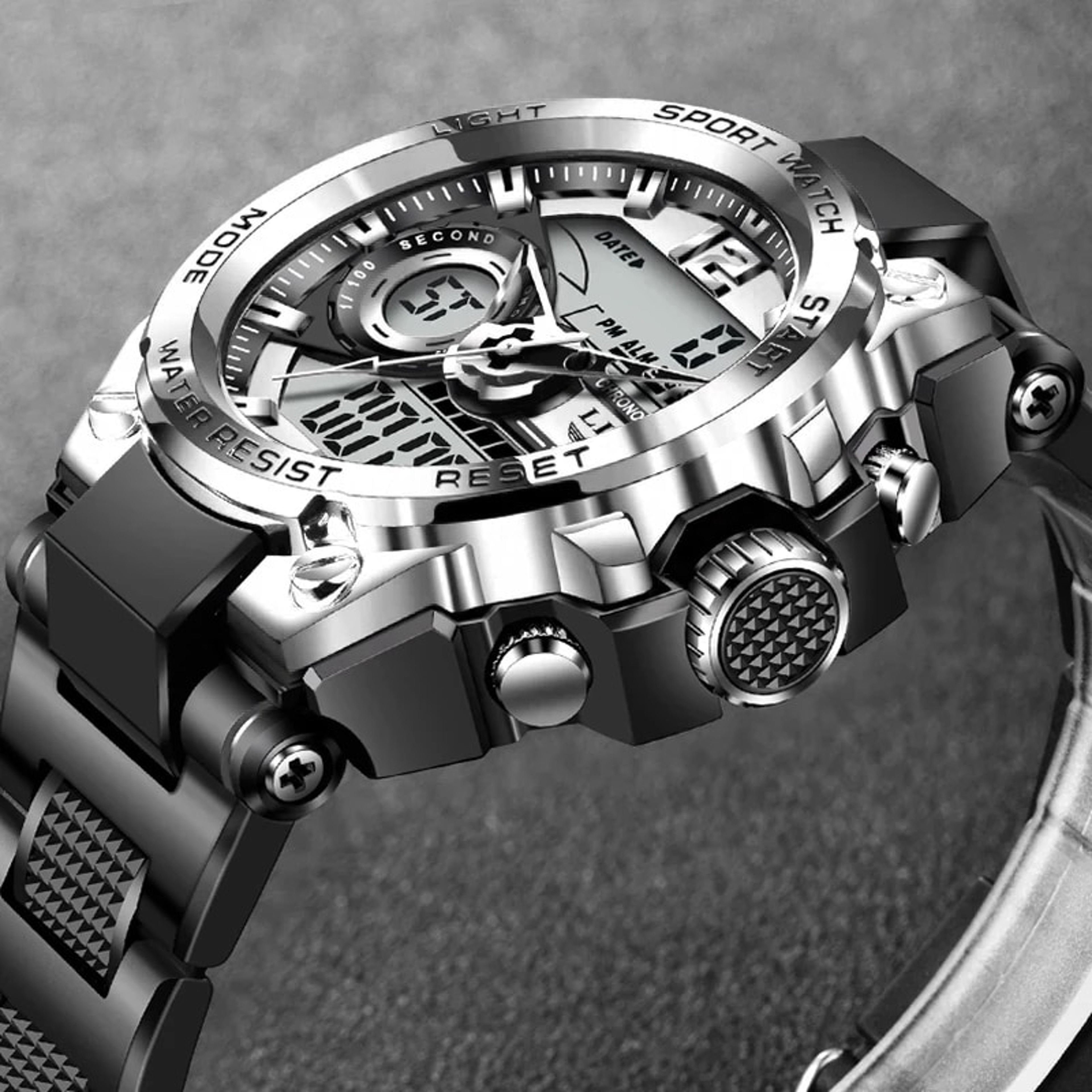Waterproof Military Watch for Men with LED Dual Display and Sport Chronograph – view 3