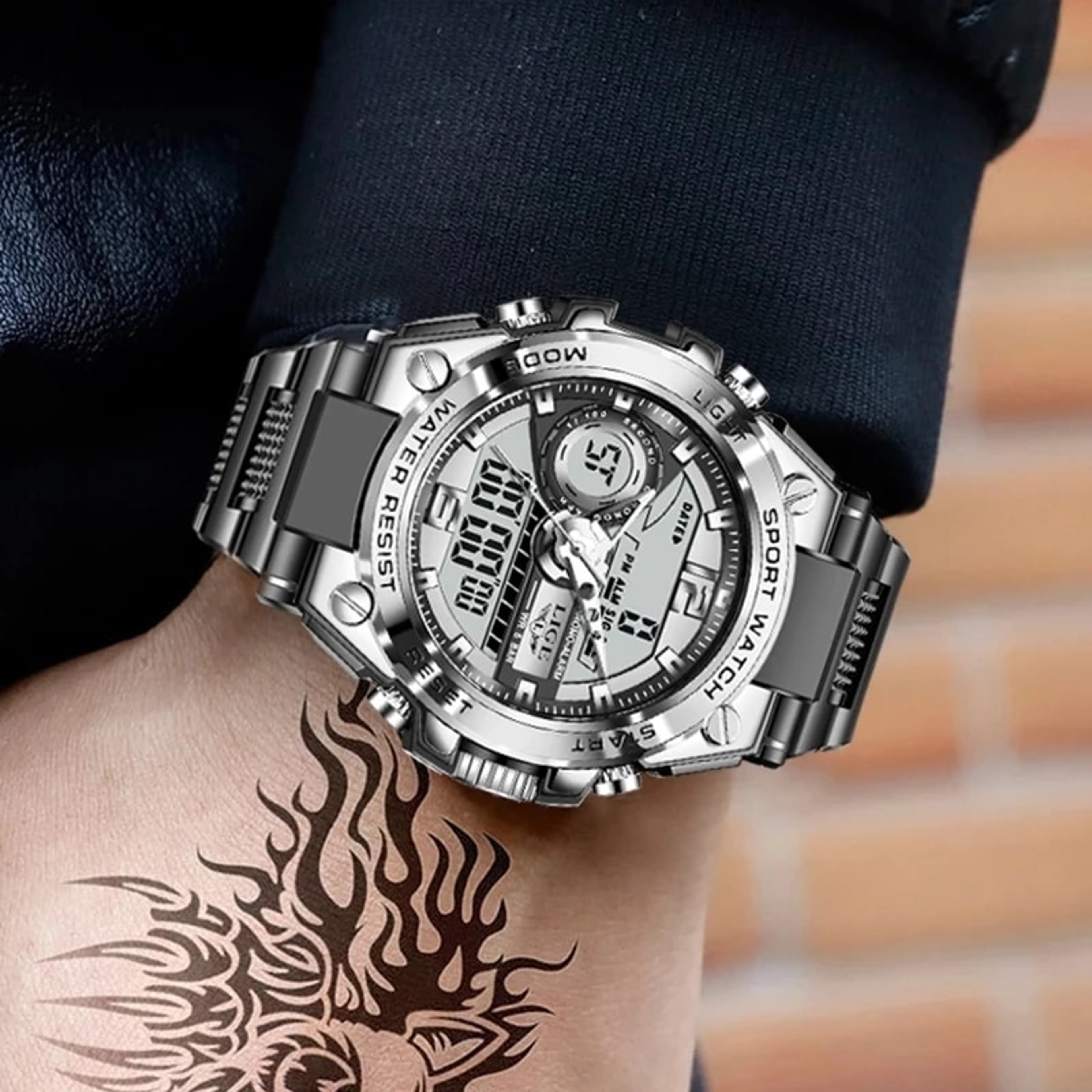 Waterproof Military Watch for Men with LED Dual Display and Sport Chronograph – view 5