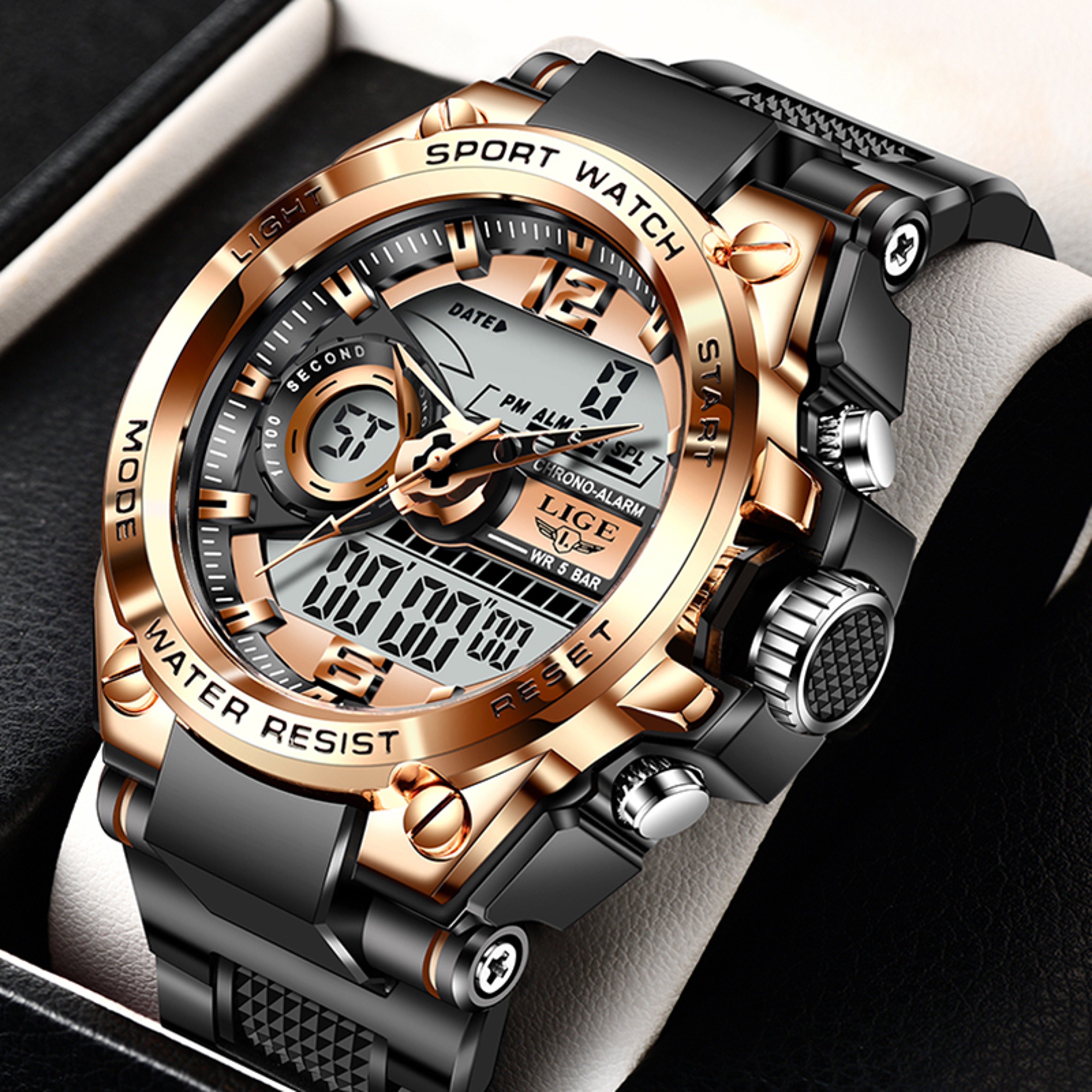 Waterproof Military Watch for Men with LED Dual Display and Sport Chronograph – view 7