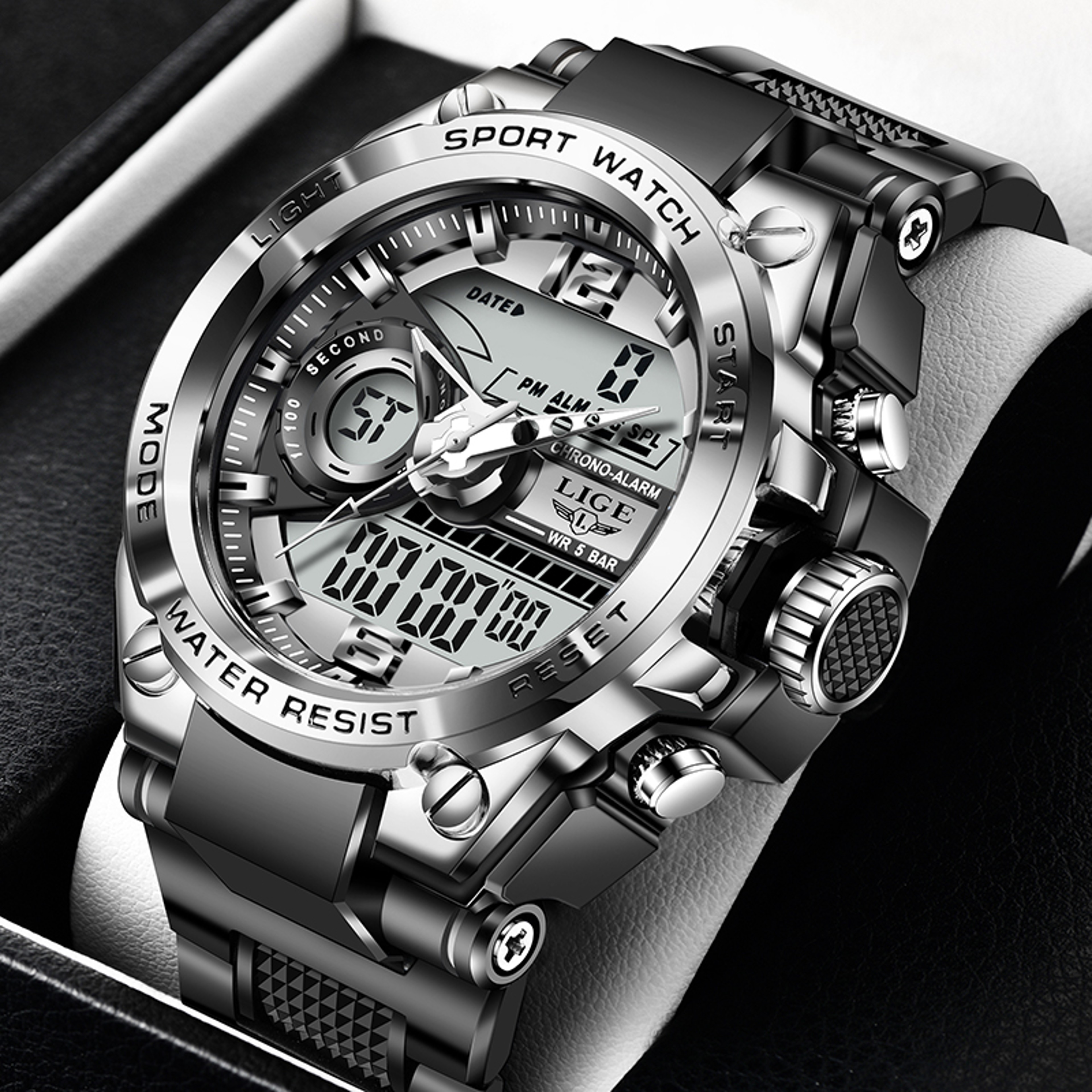 Waterproof Military Watch for Men with LED Dual Display and Sport Chronograph – view 8