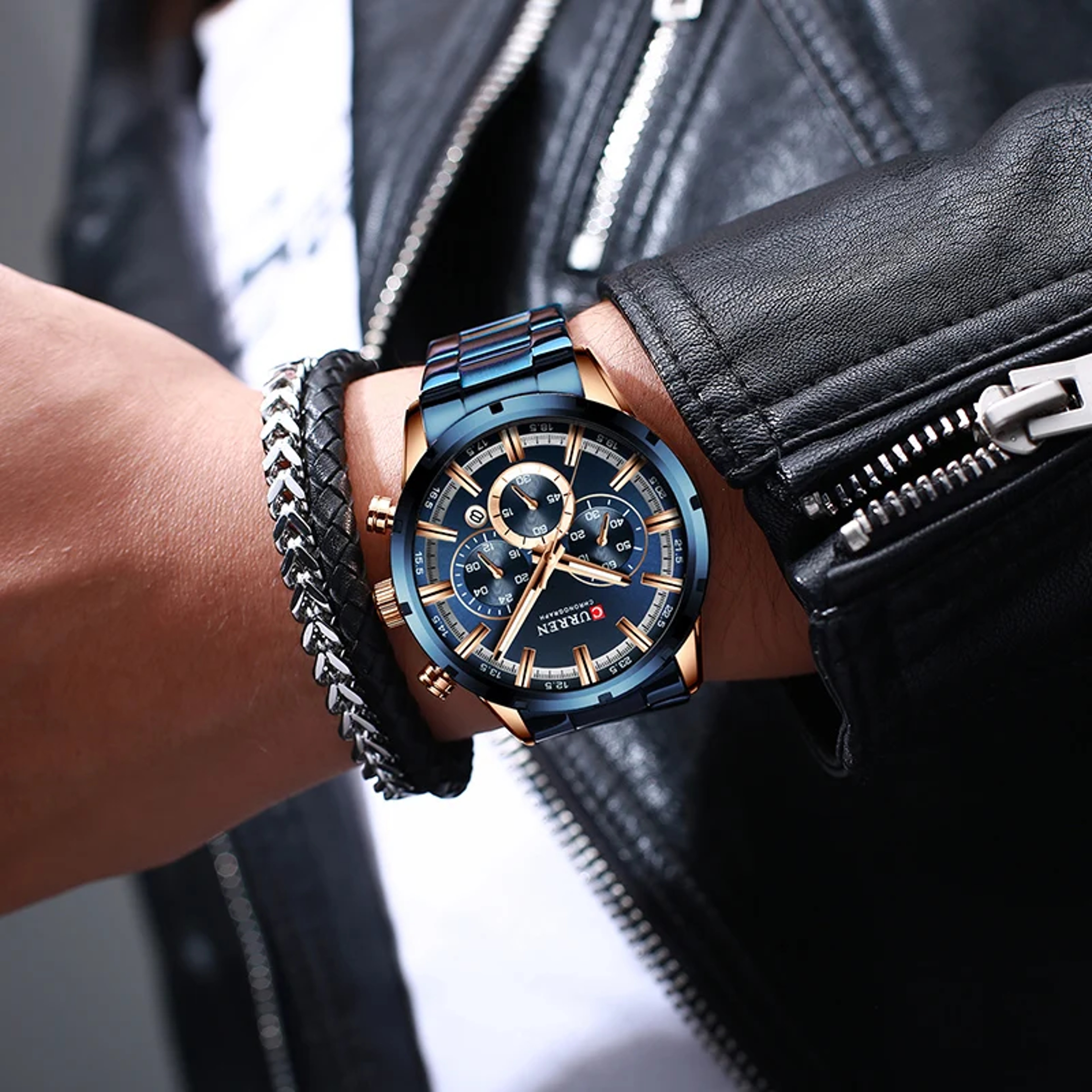 Multifunction Waterproof Watch Stainless Steel Business Calendar Wristwatch 3