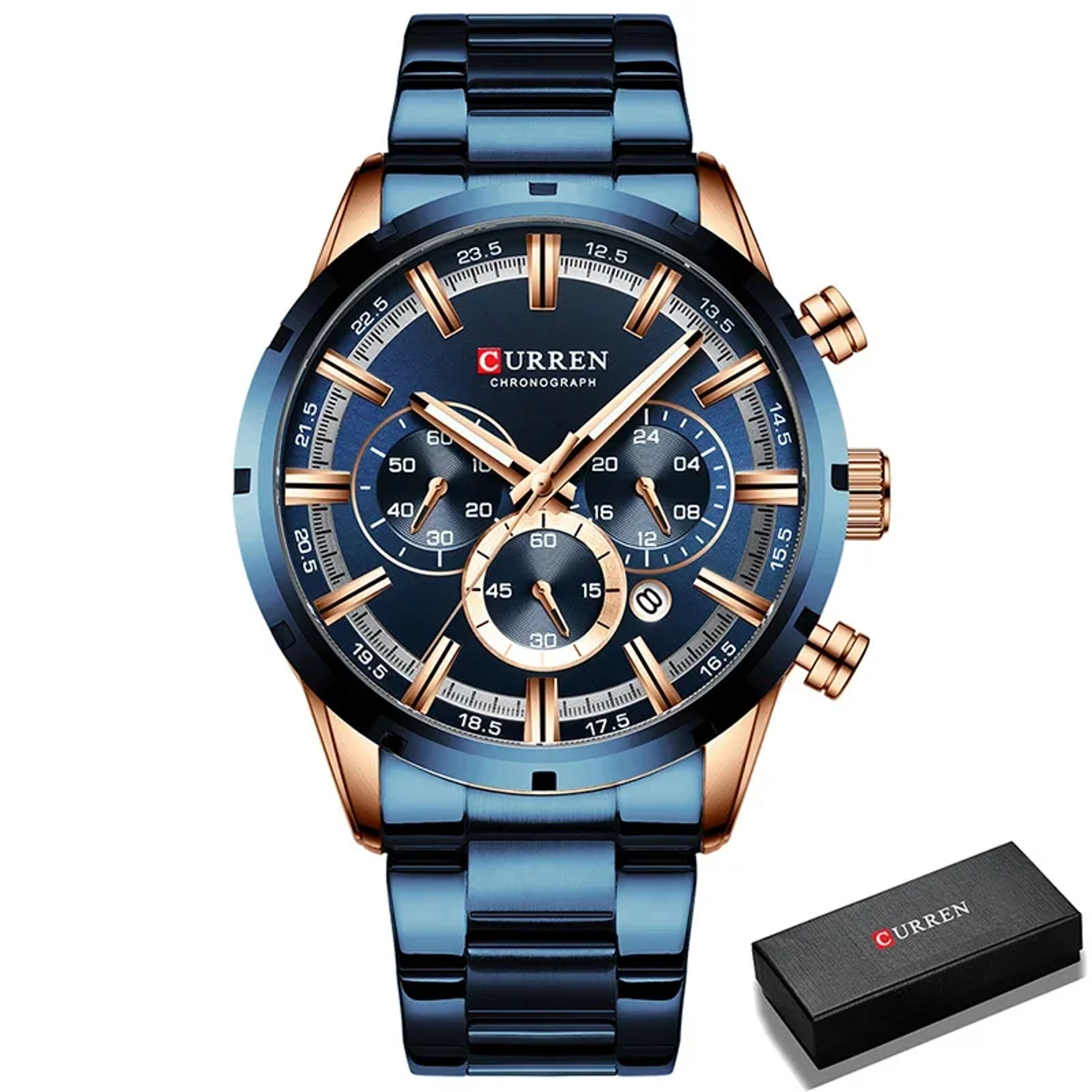Multifunction Waterproof Watch Stainless Steel Business Calendar Wristwatch 11