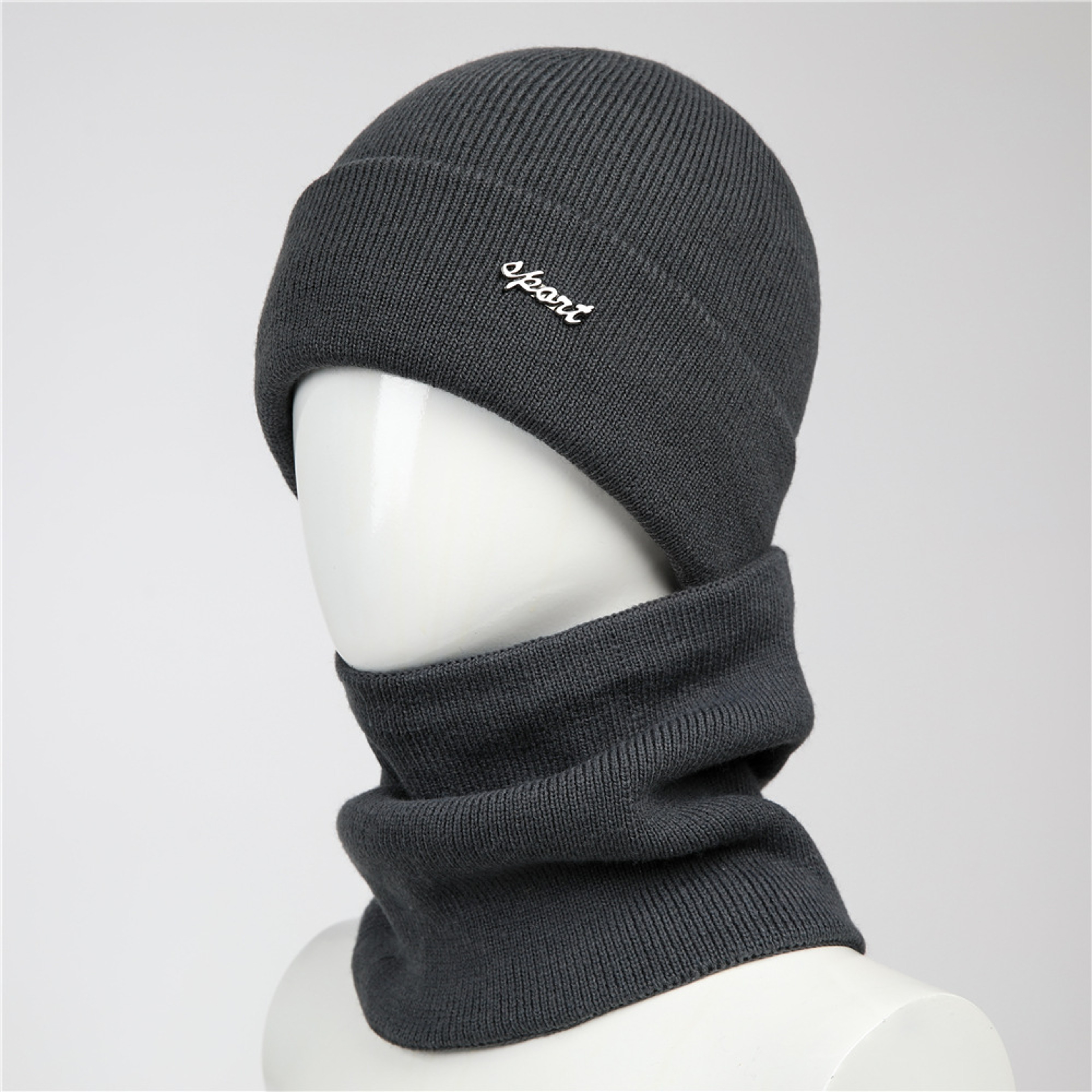 Fleece Lined Winter Hat and Scarf Set Warm Knit Ear Protection for Outdoor Cycling – view 1