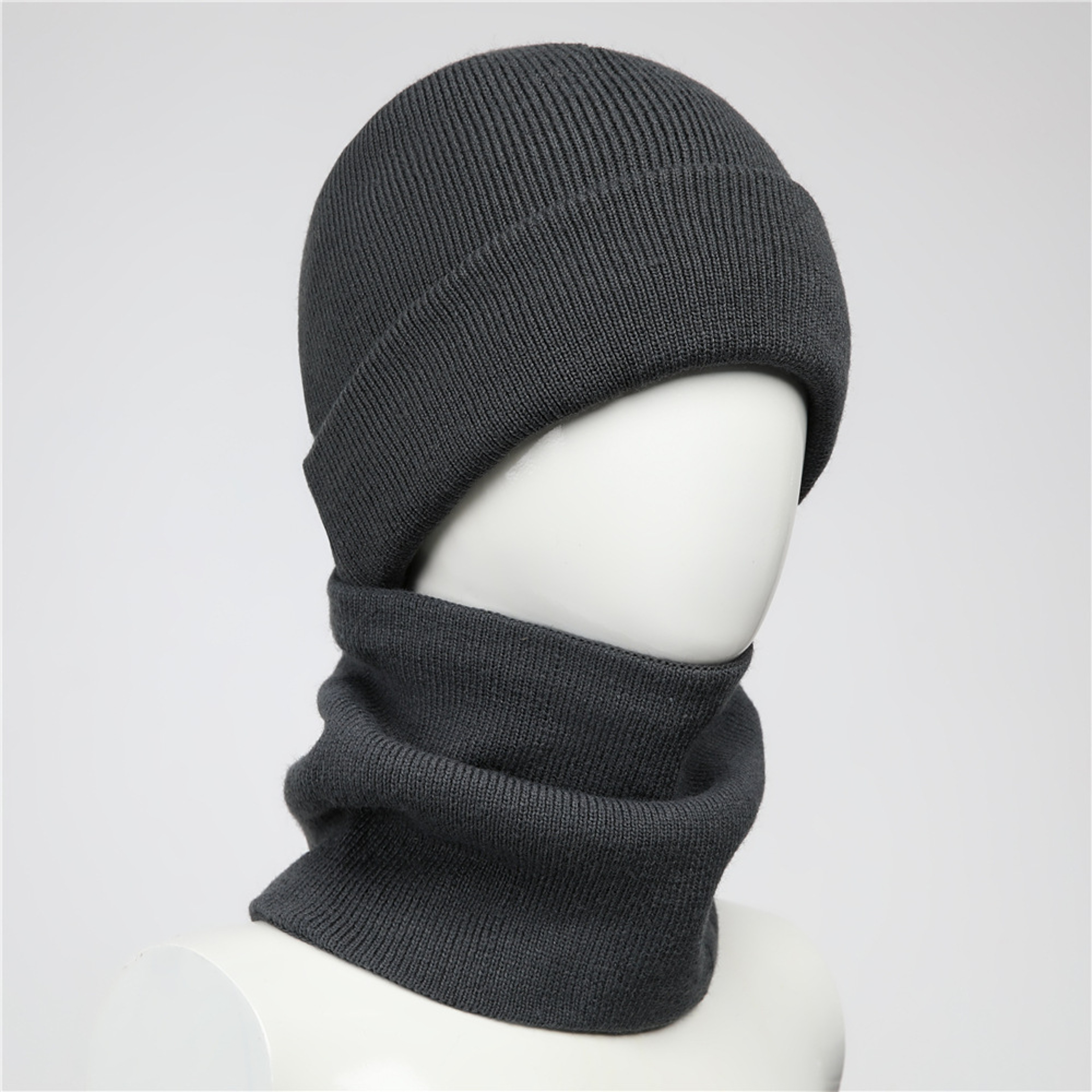 Fleece Lined Winter Hat and Scarf Set Warm Knit Ear Protection for Outdoor Cycling – view 3
