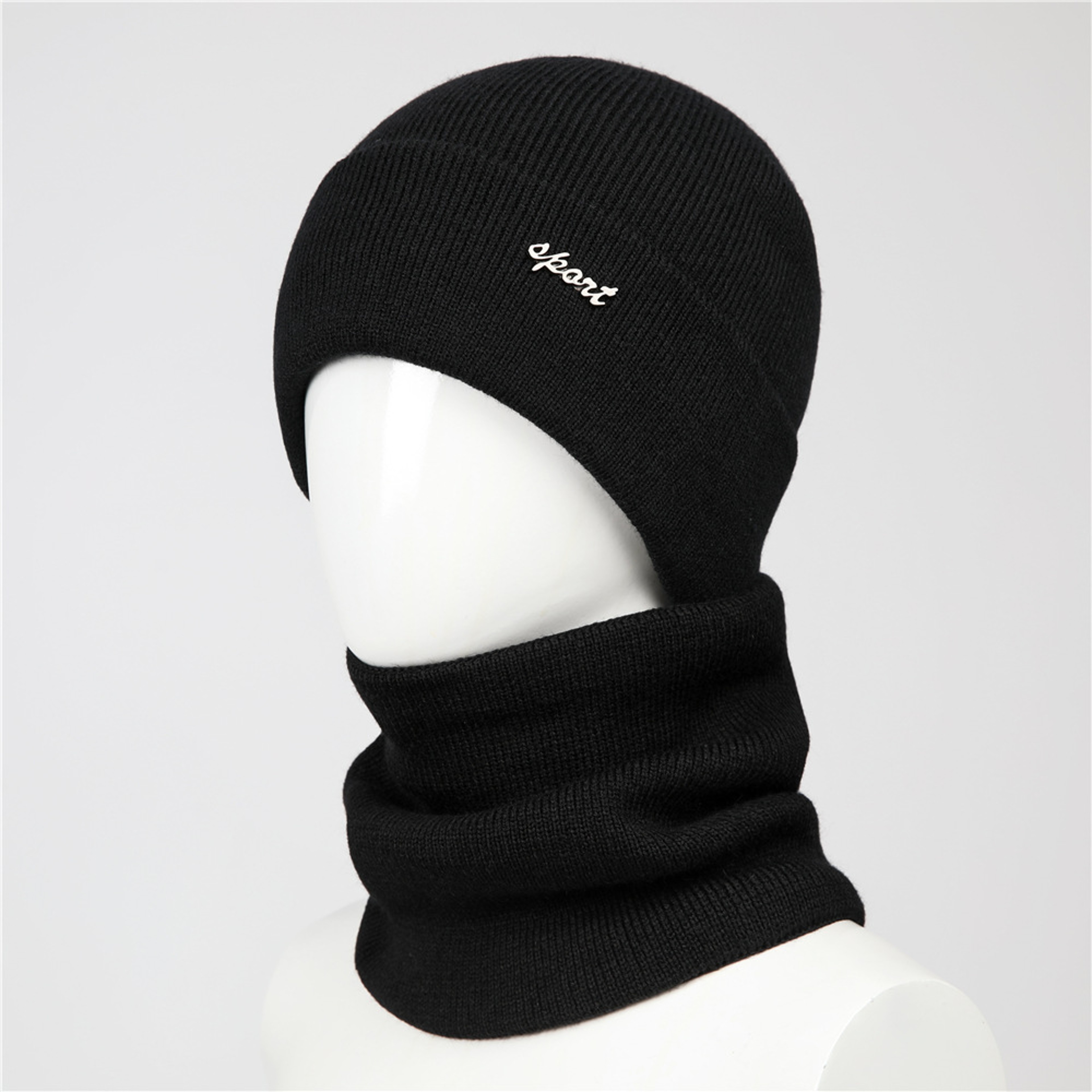 Fleece Lined Winter Hat and Scarf Set Warm Knit Ear Protection for Outdoor Cycling – view 5