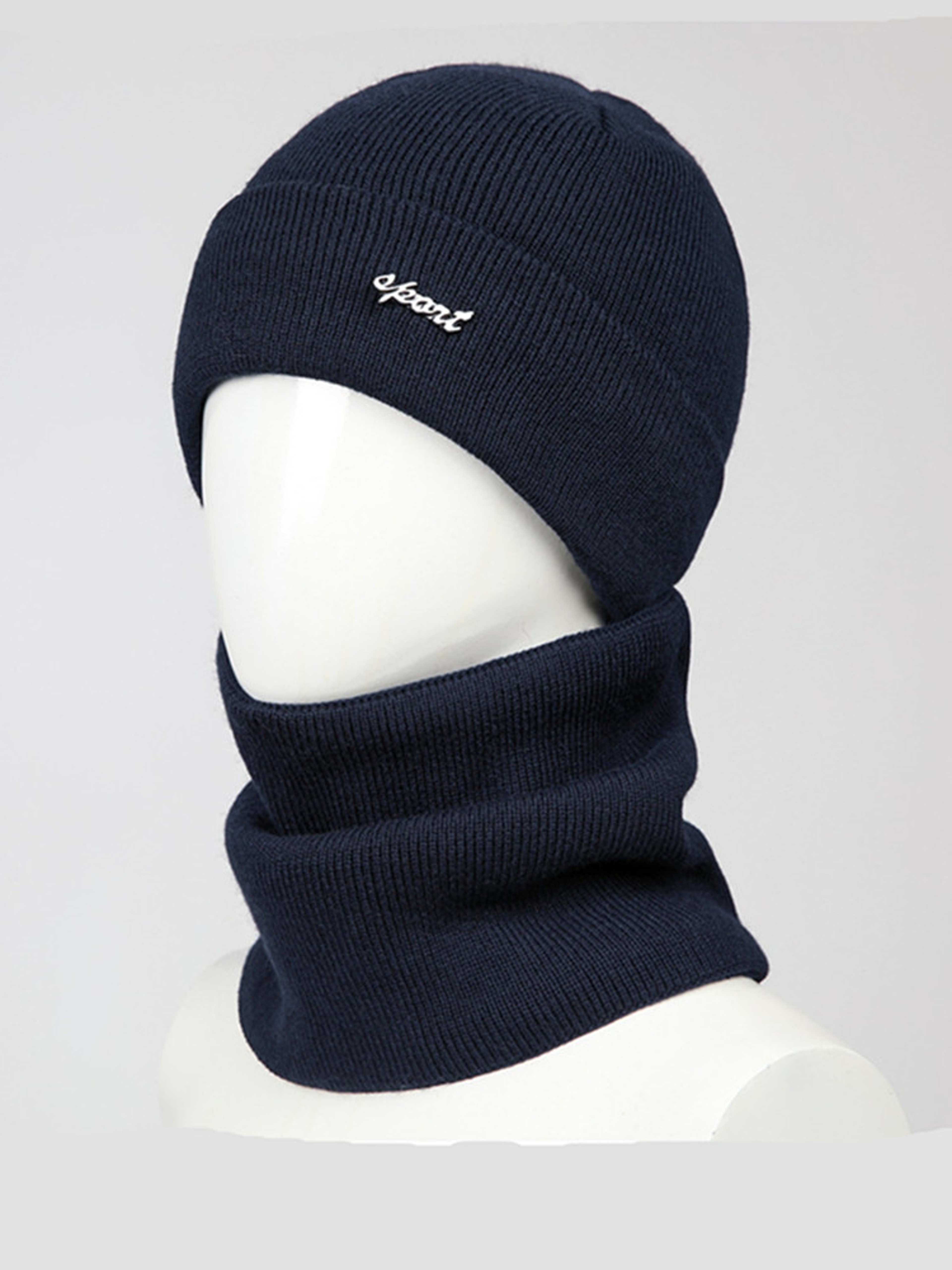 Fleece Lined Winter Hat and Scarf Set Warm Knit Ear Protection for Outdoor Cycling – view 8