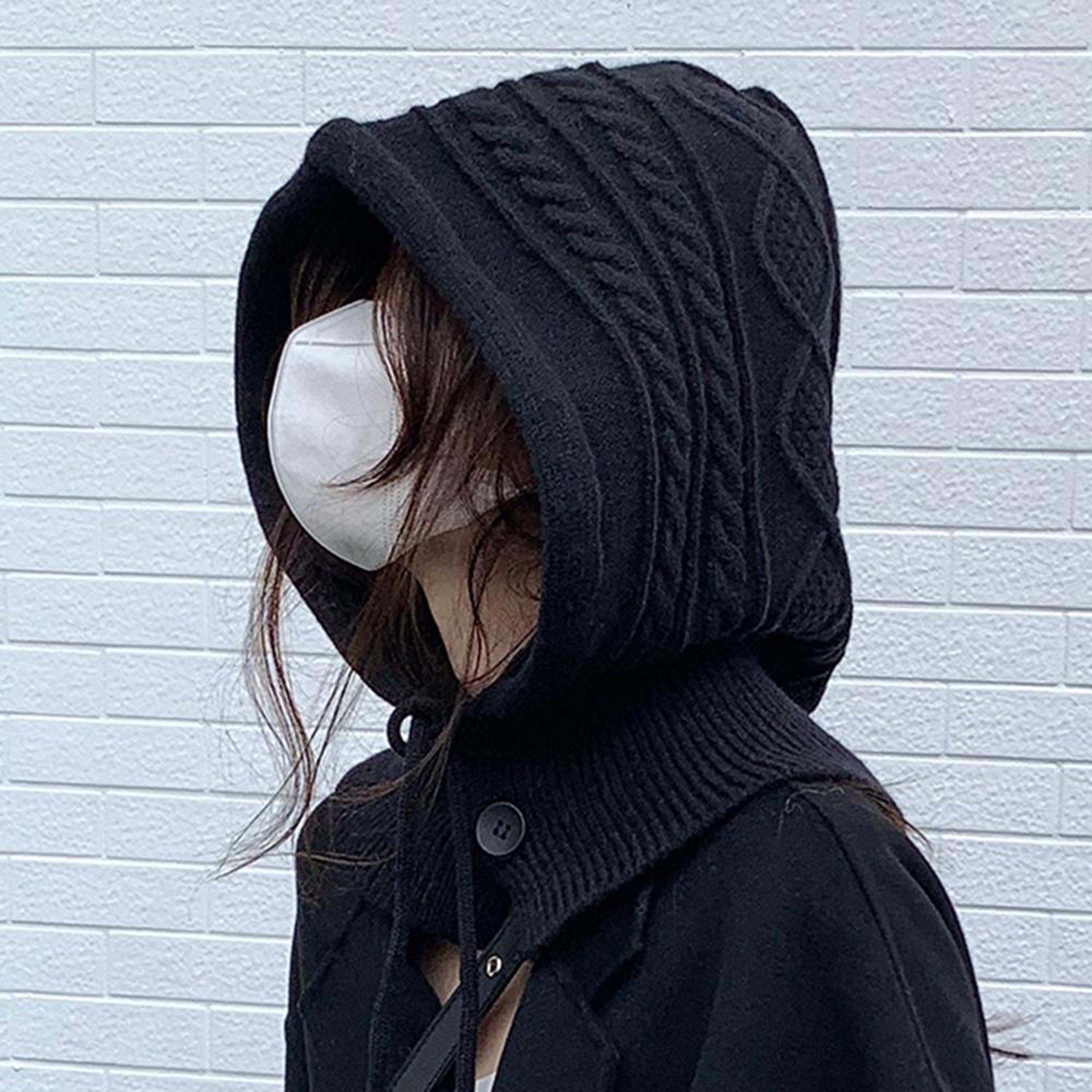 Womens Knitted Balaclava Winter Hooded Neck Warmer Drawstring Hat 3