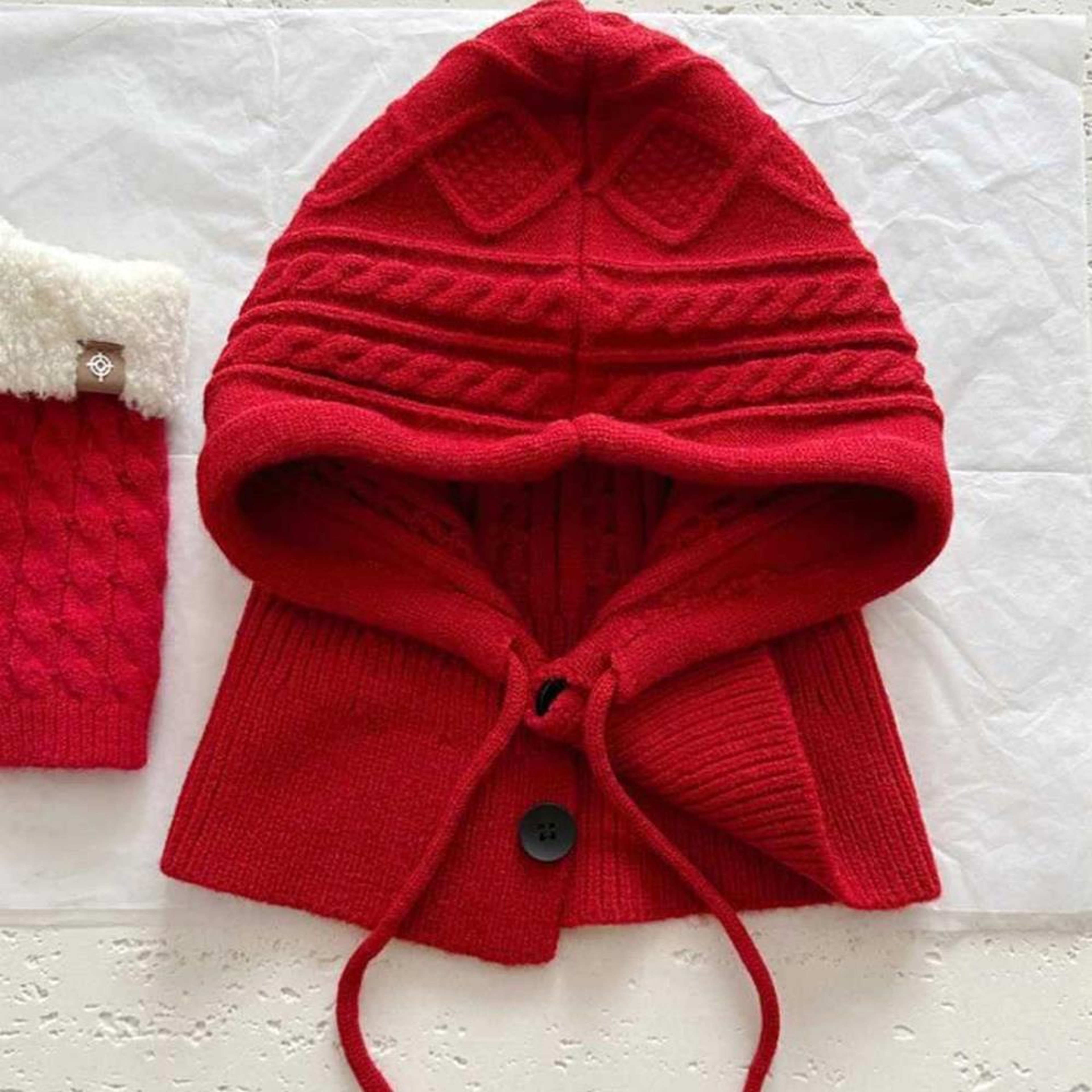 Womens Knitted Balaclava Winter Hooded Neck Warmer Drawstring Hat 8