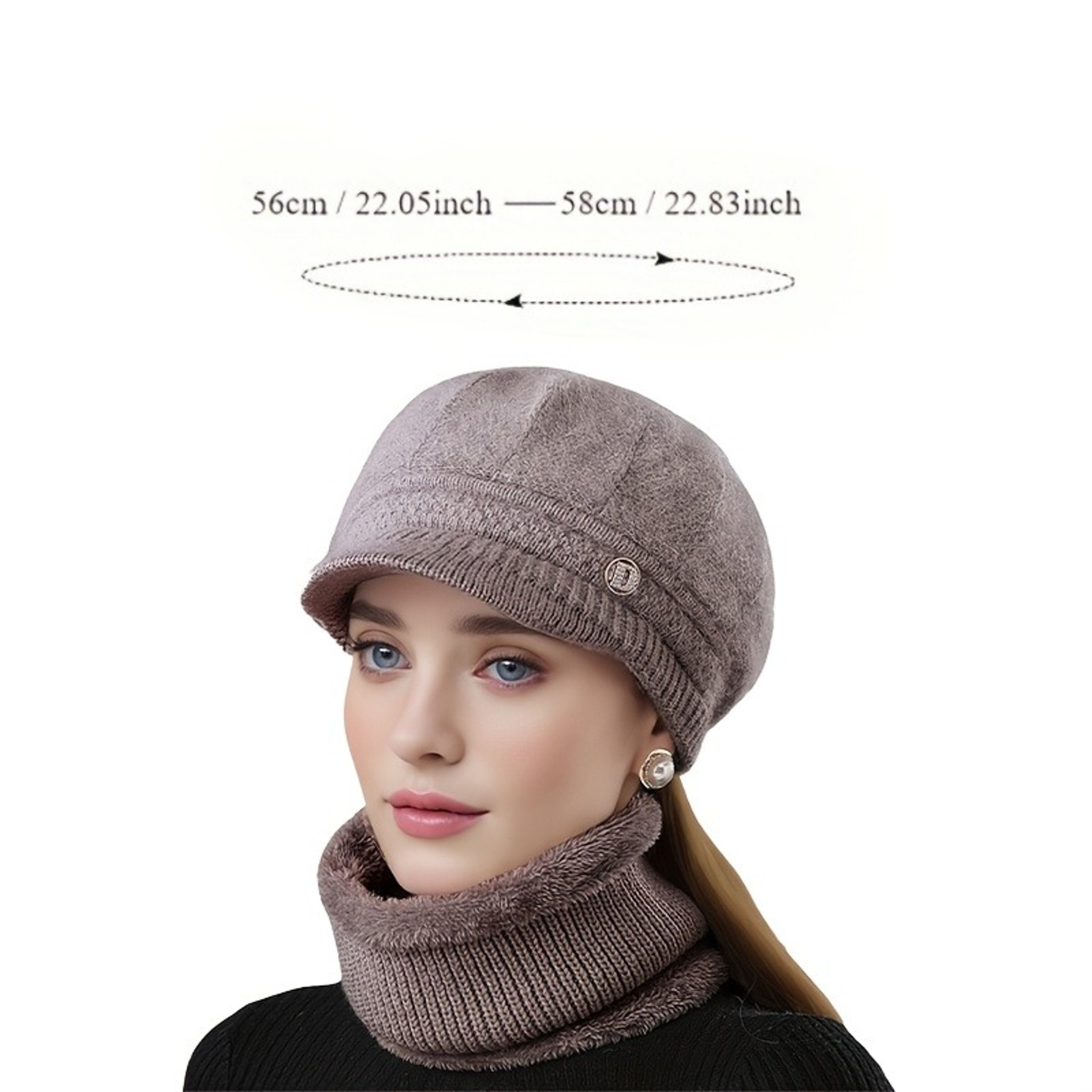 Womens Winter Hat and Scarf Set Warm Cold Weather Hat with Neck Warmer – view 4