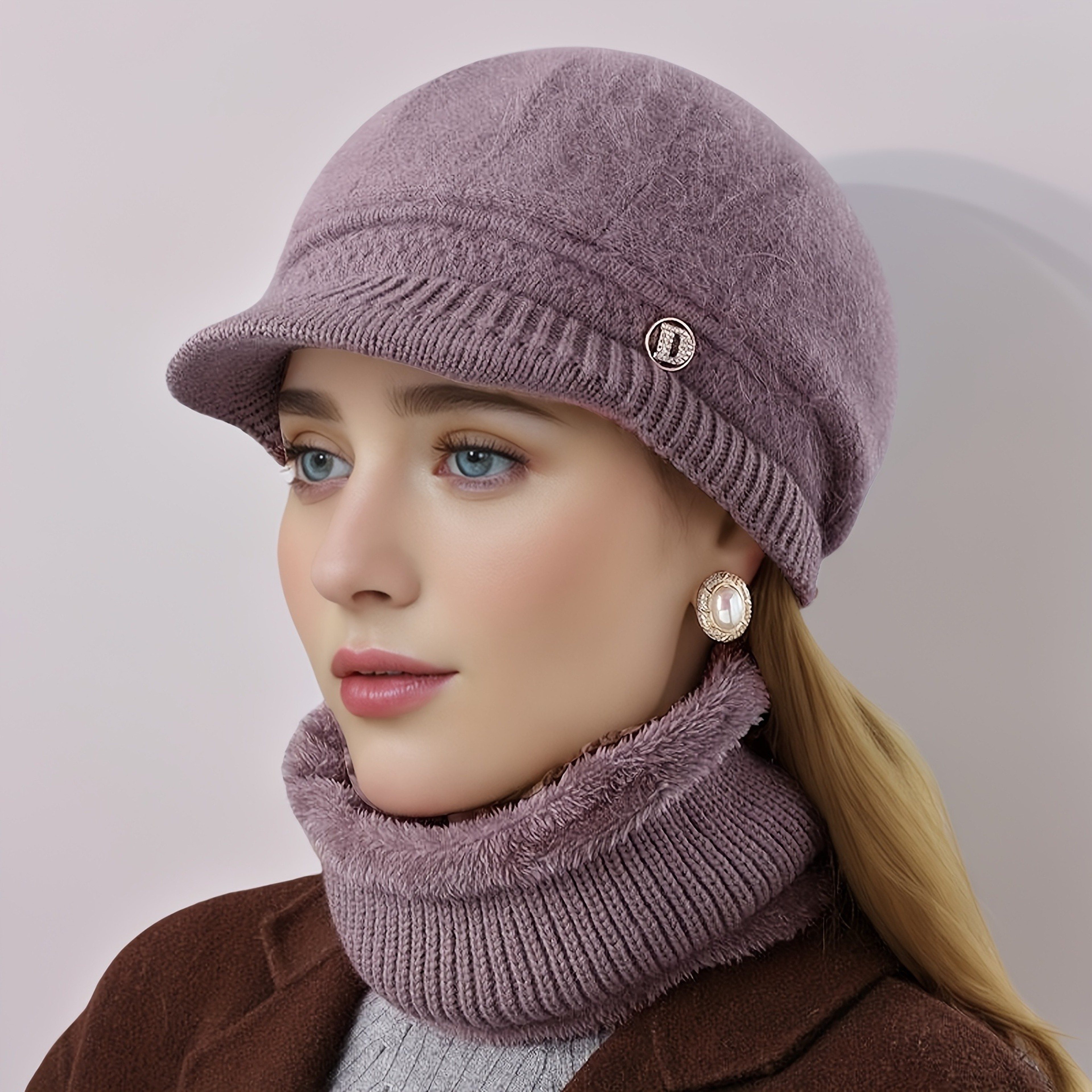 Womens Winter Hat and Scarf Set Warm Cold Weather Hat with Neck Warmer – view 3