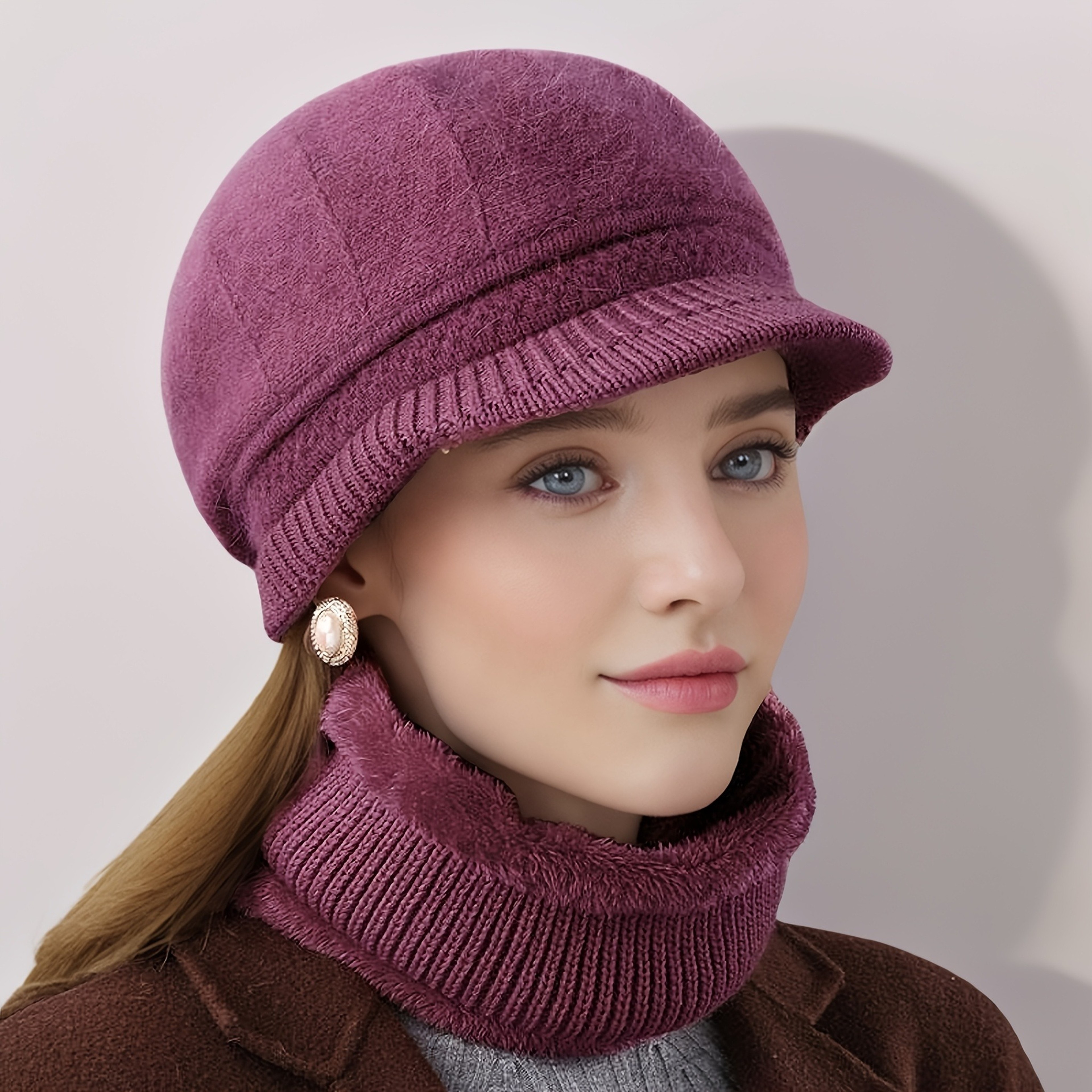 Womens Winter Hat and Scarf Set Warm Cold Weather Hat with Neck Warmer – view 5