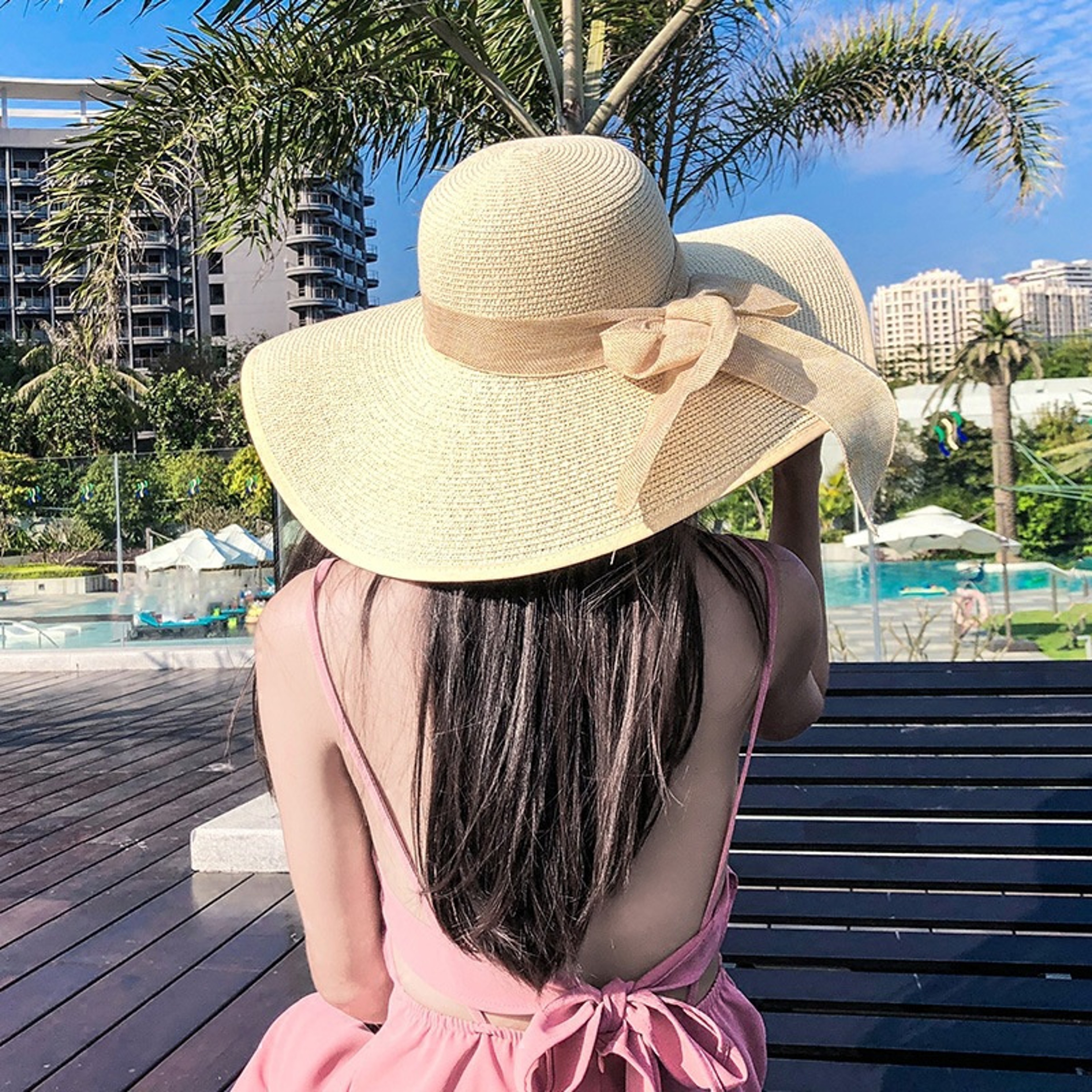 Women's Wide Brim Straw Sun Hat Foldable Beach Hat for Summer Travel – view 3