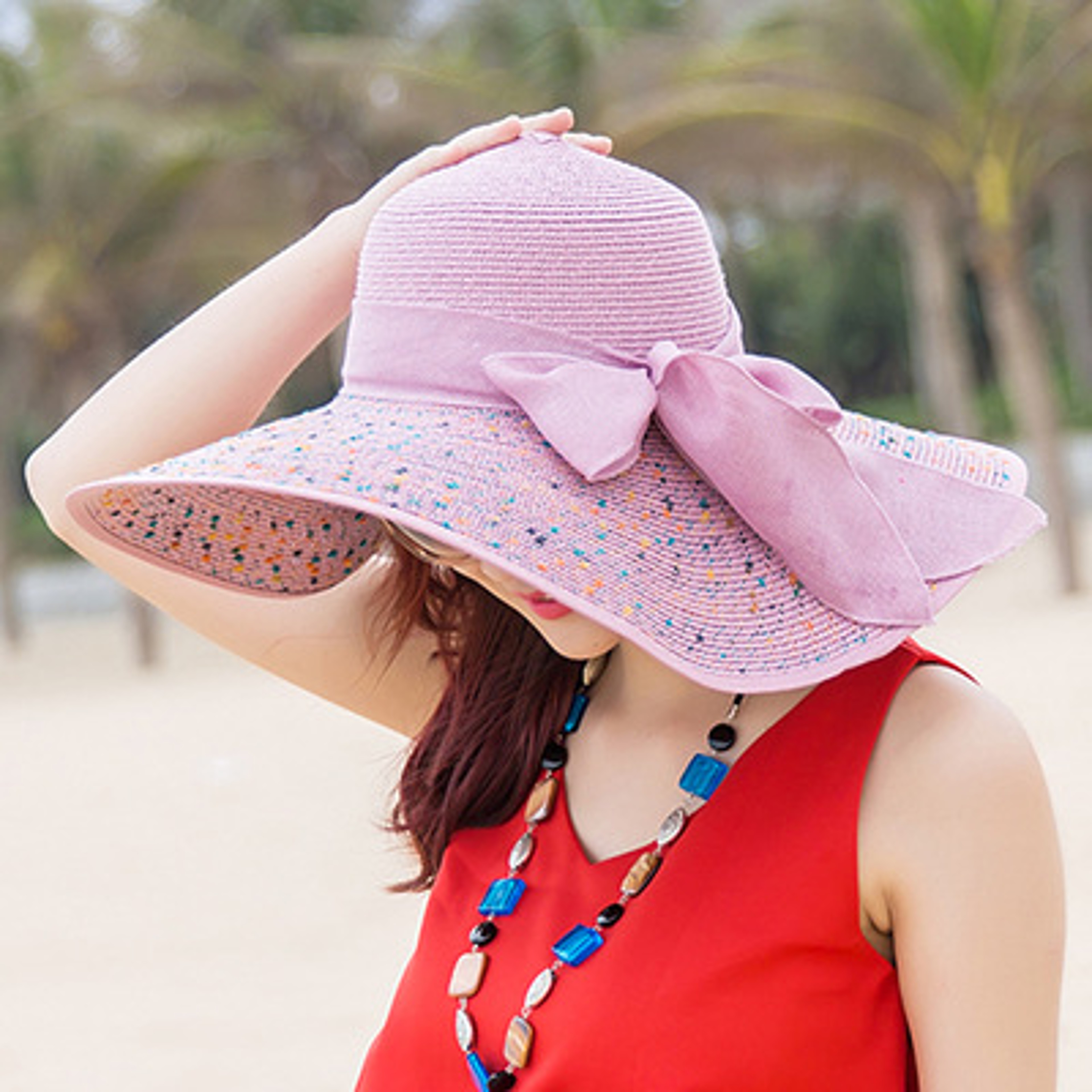 Women's Wide Brim Straw Sun Hat Foldable Beach Hat for Summer Travel – view 9