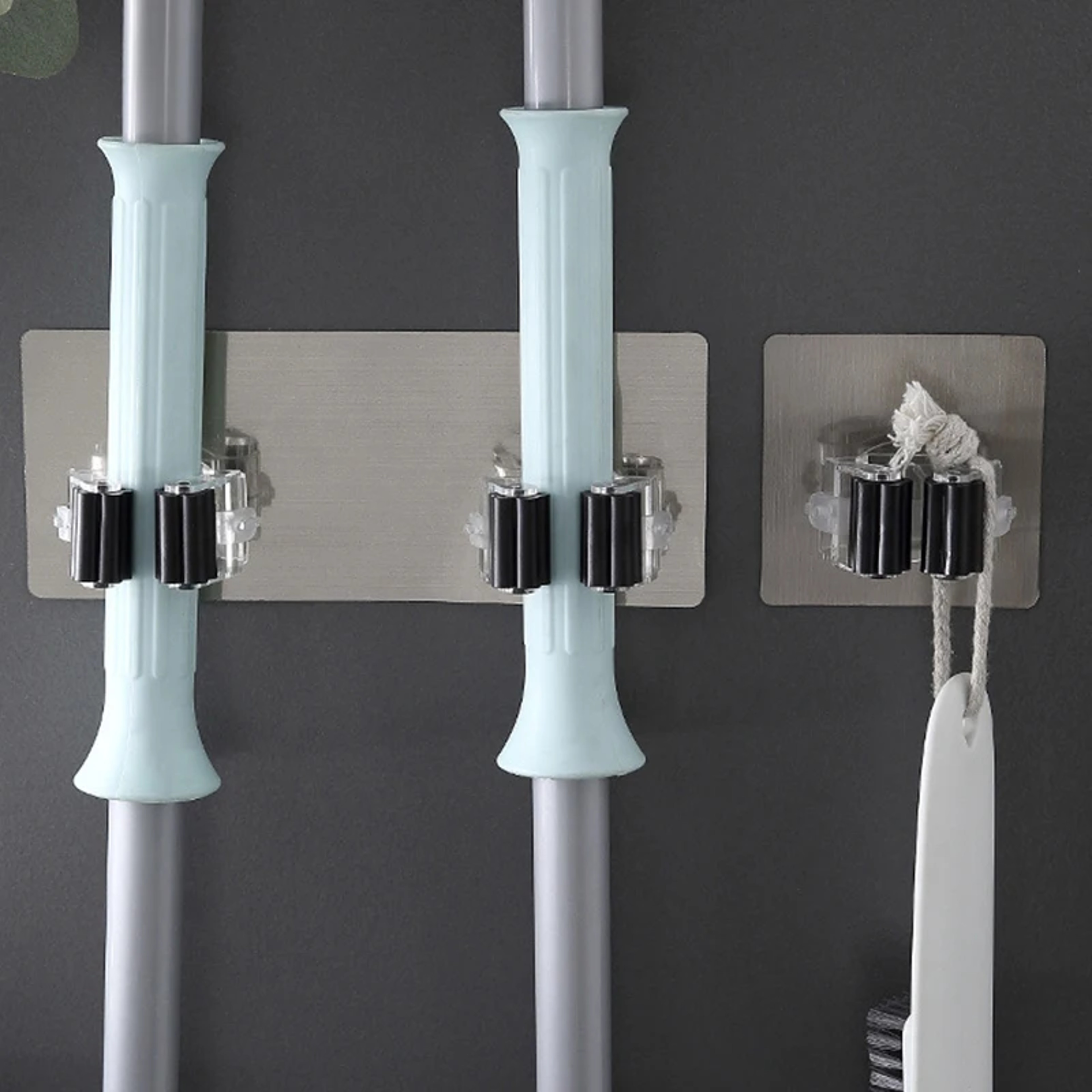 Adhesive Mop Holder Wall Mounted No Drill Broom Organizer 1