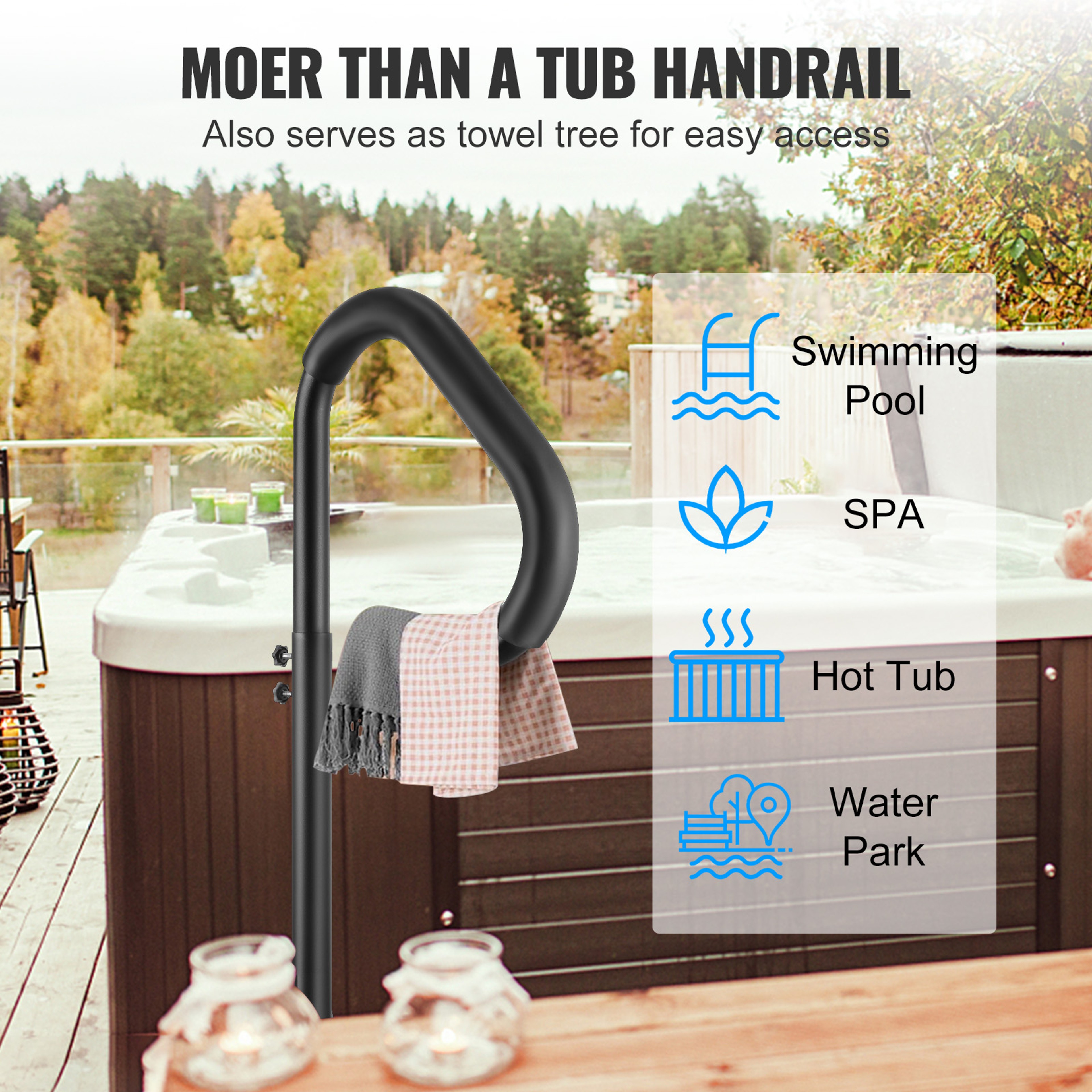 Rotating Adjustable Hot Tub Handrail with Slide-Under Mount – view 5