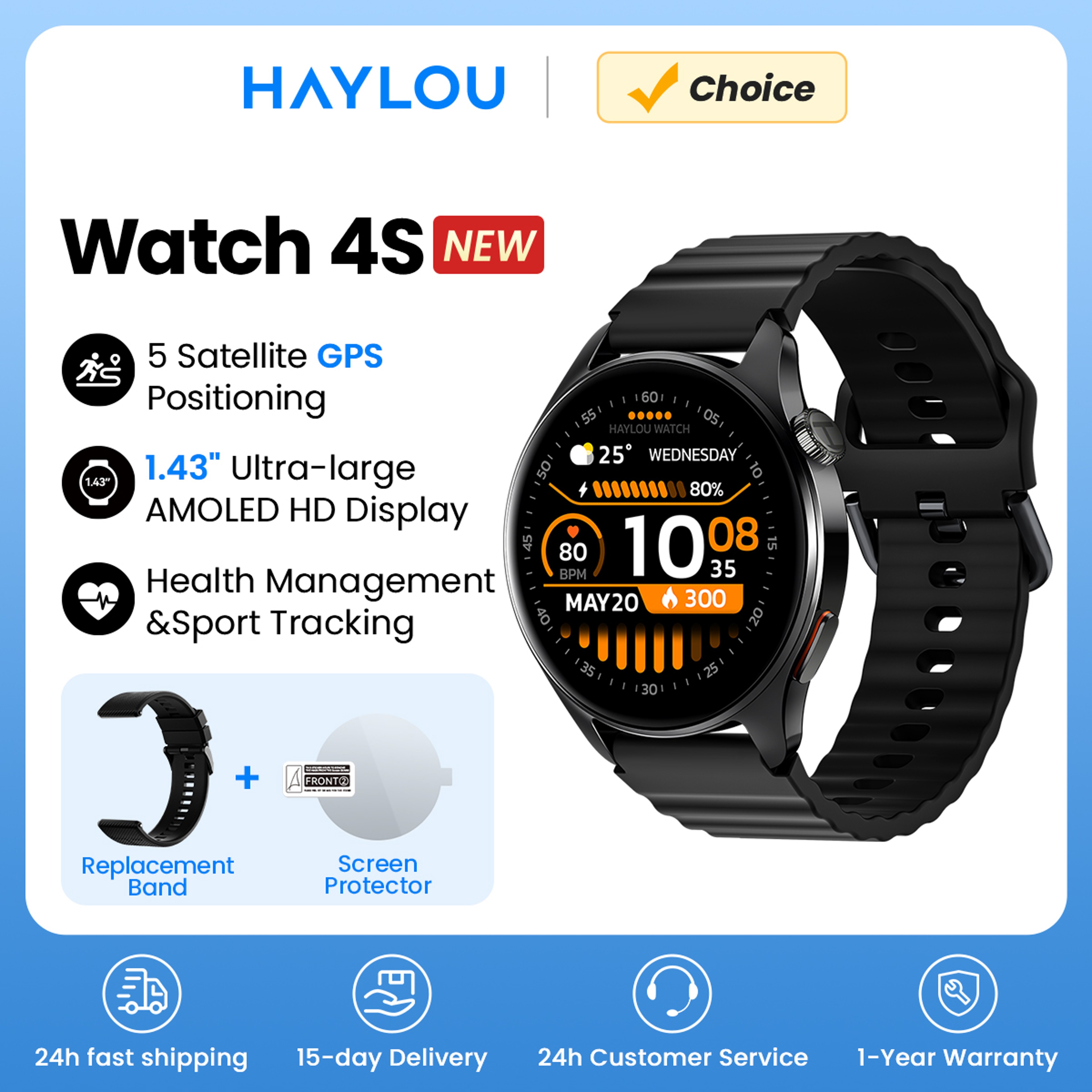 GPS Smartwatch with 1.43-Inch AMOLED Display and 120+ Workout Modes – view 1