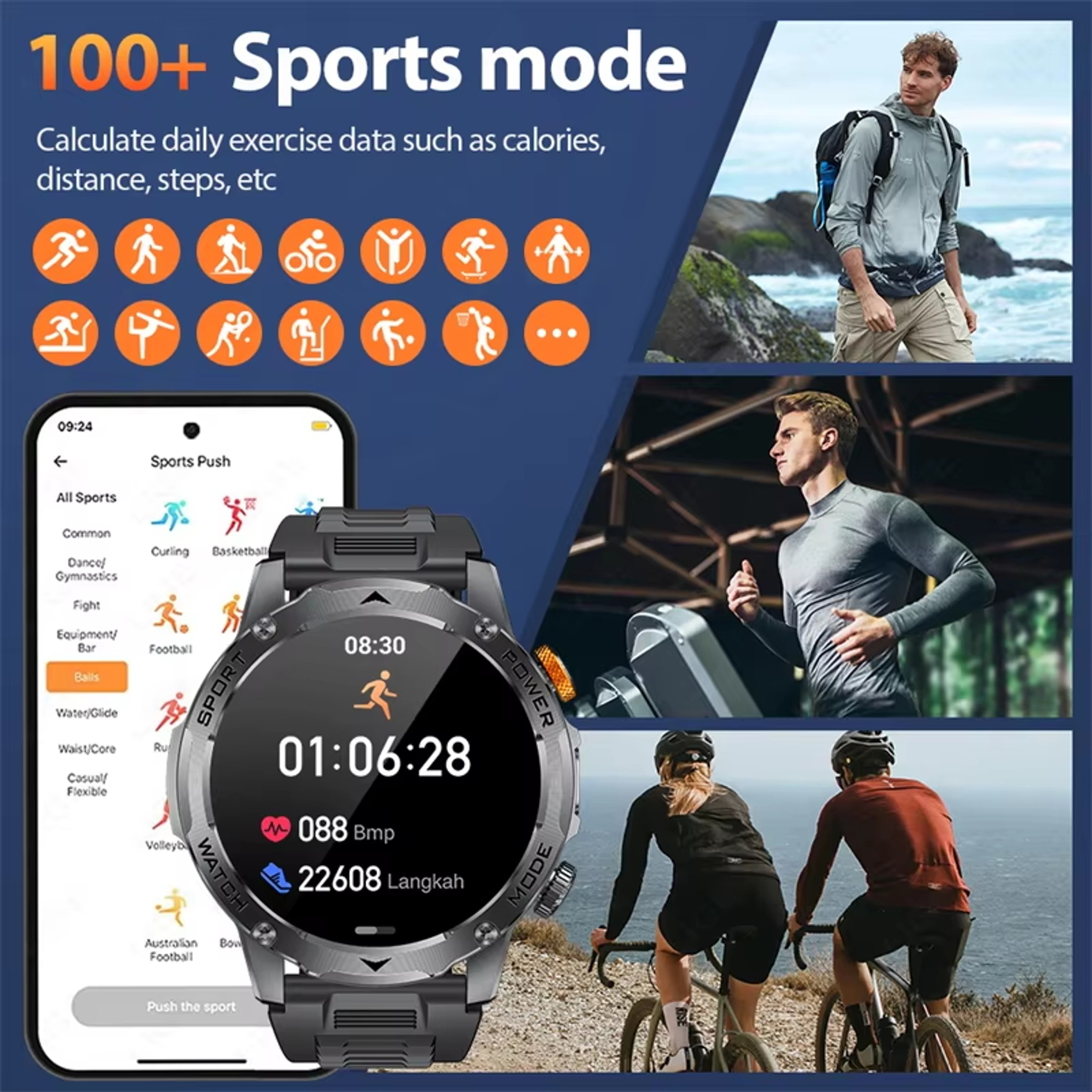 Men's Bluetooth Calling Smartwatch with Touchscreen and Fitness Tracking – view 5