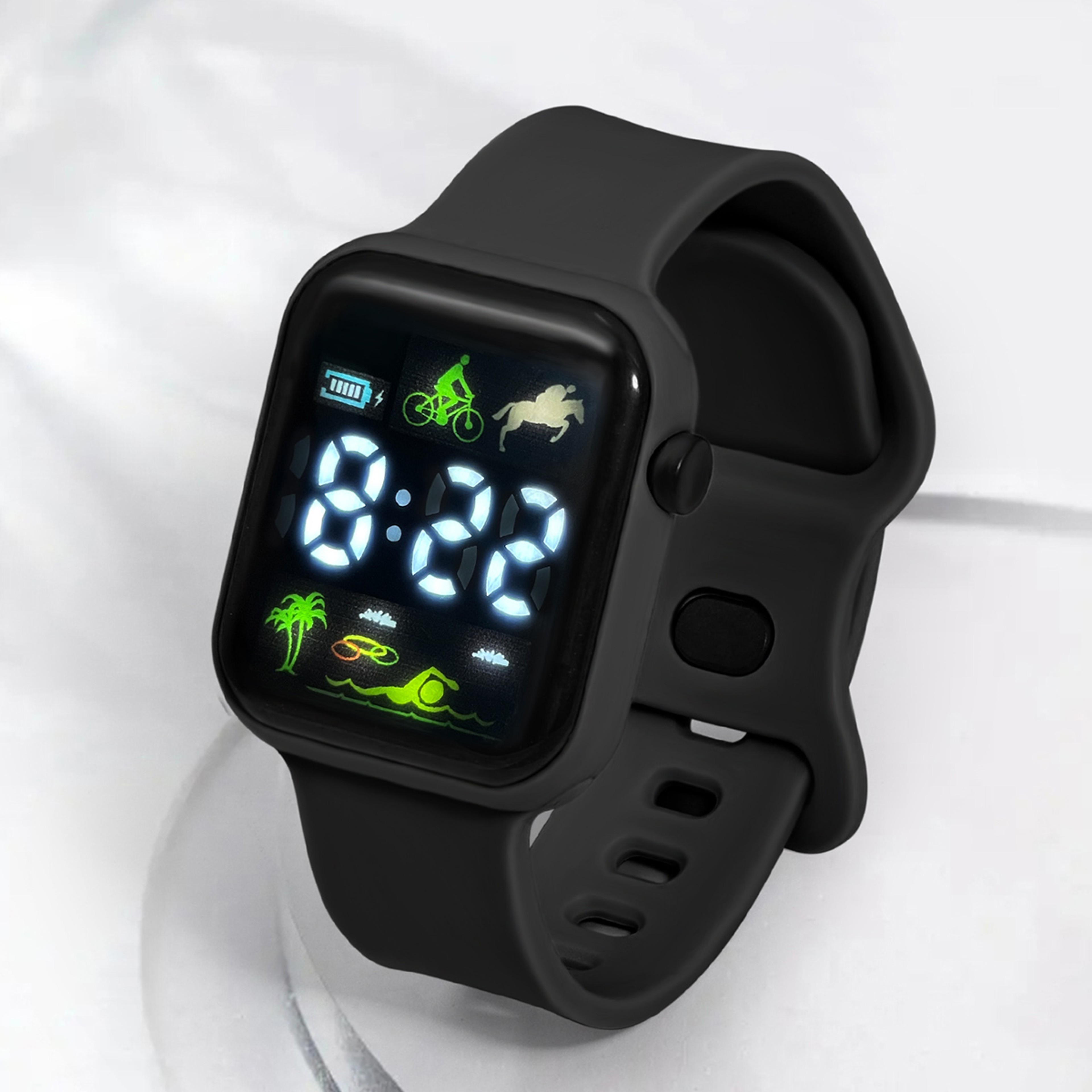 Kids LED Touch Screen Digital Watch with Coconut Tree Pattern and Calendar Display – view 1