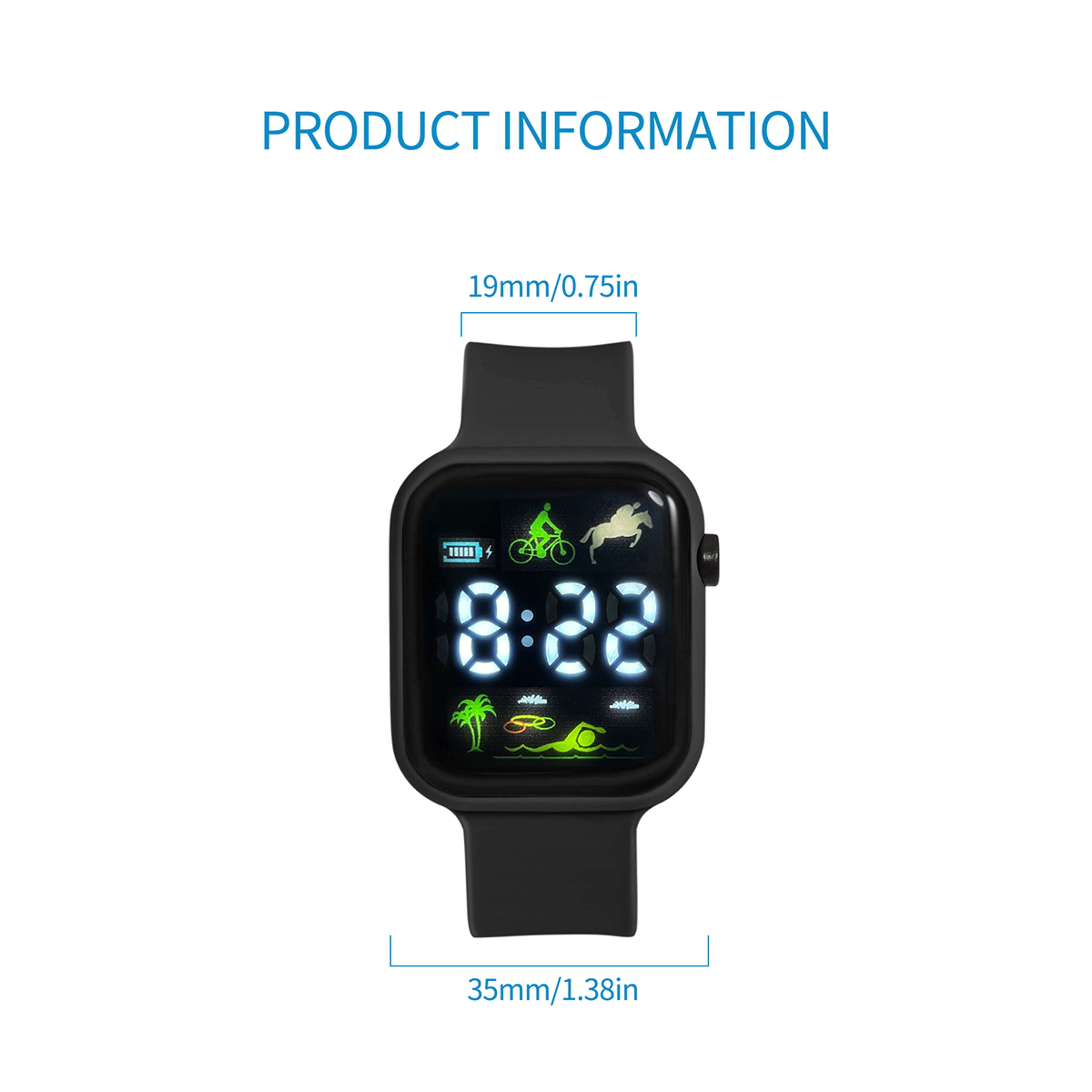 Kids LED Touch Screen Digital Watch with Coconut Tree Pattern and Calendar Display – view 4