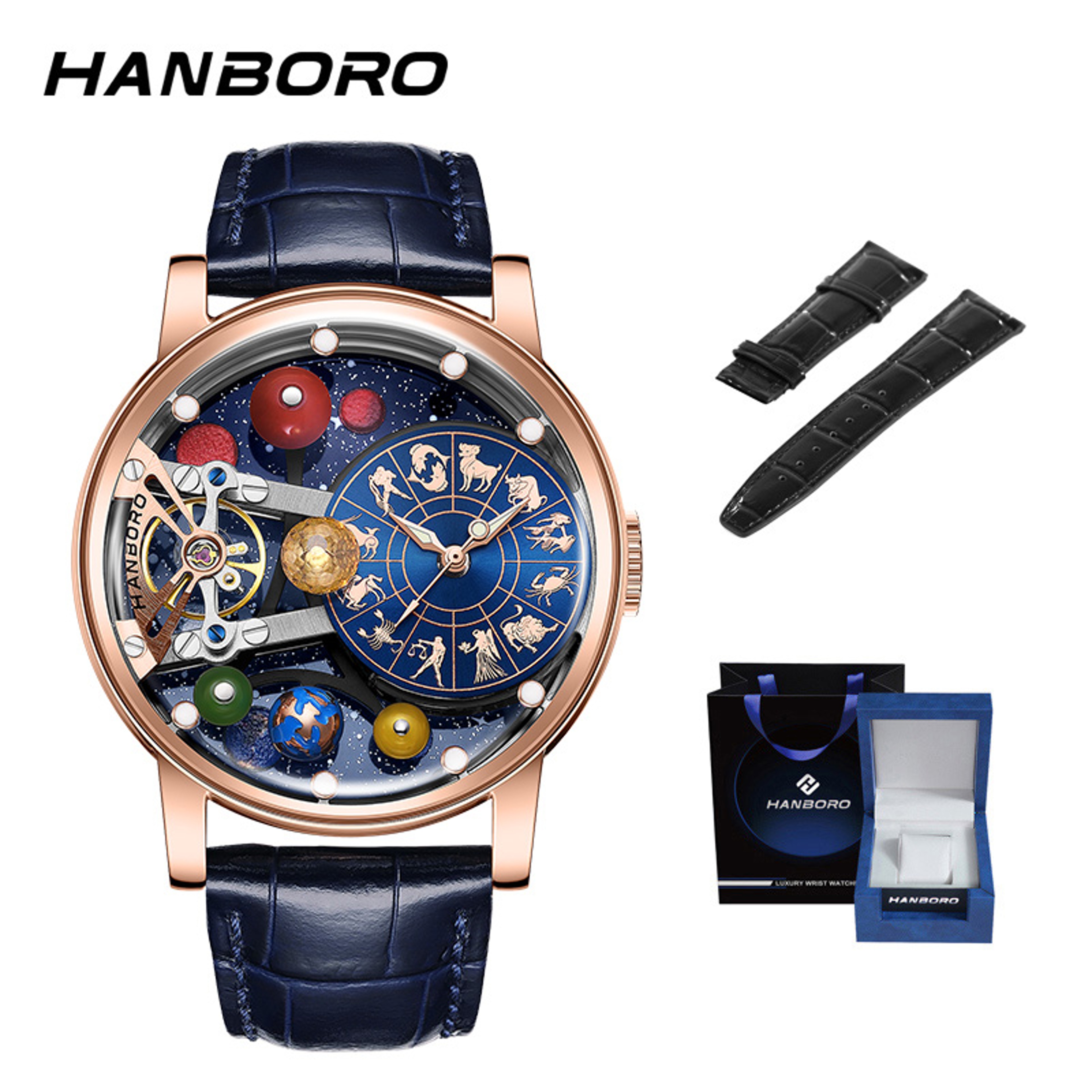 Men's Automatic Mechanical Skeleton Watch with Starry Sky Dial and Luminous Details – view 7