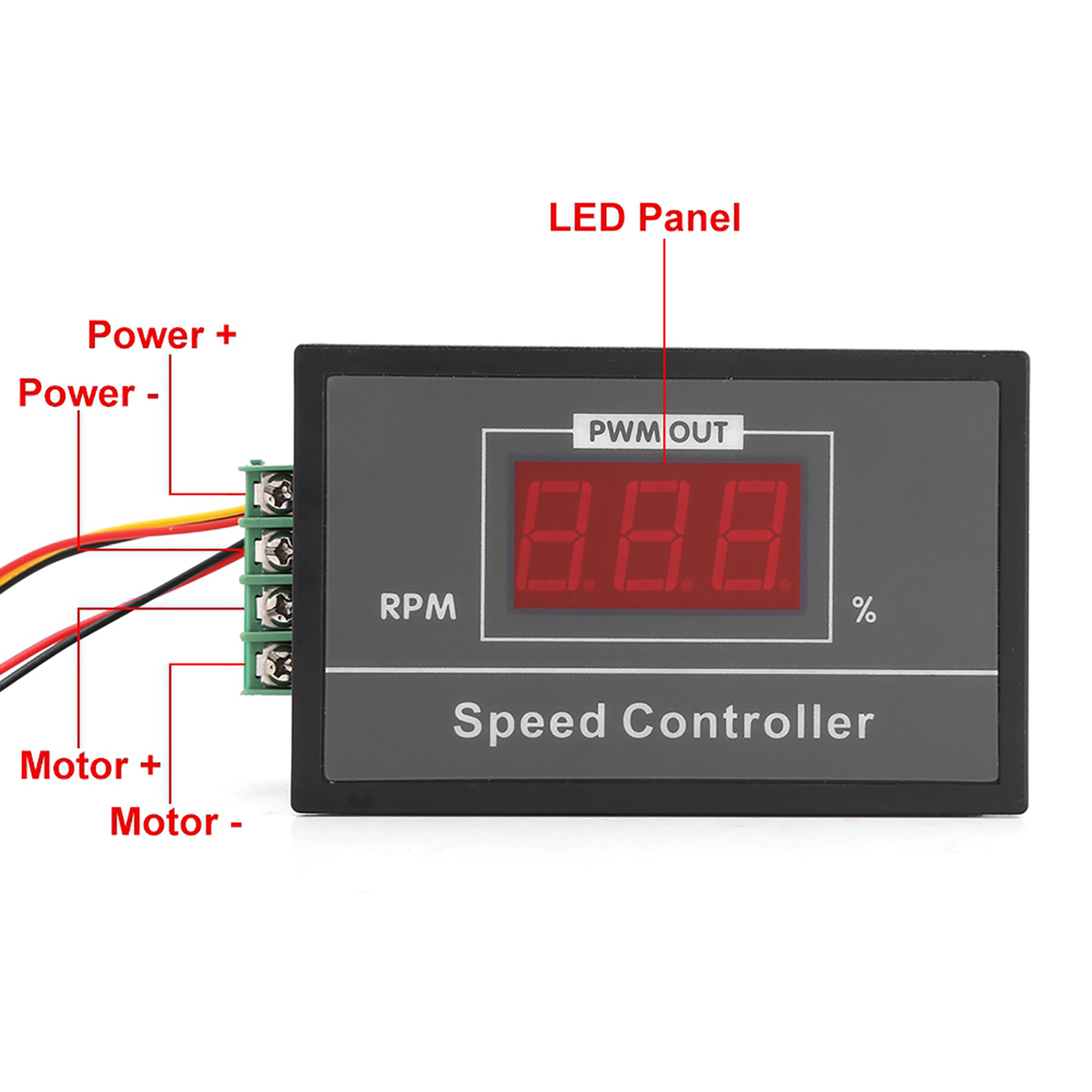 DC 6-60V 30A PWM Motor Speed Controller with Start Stop Switch – view 4