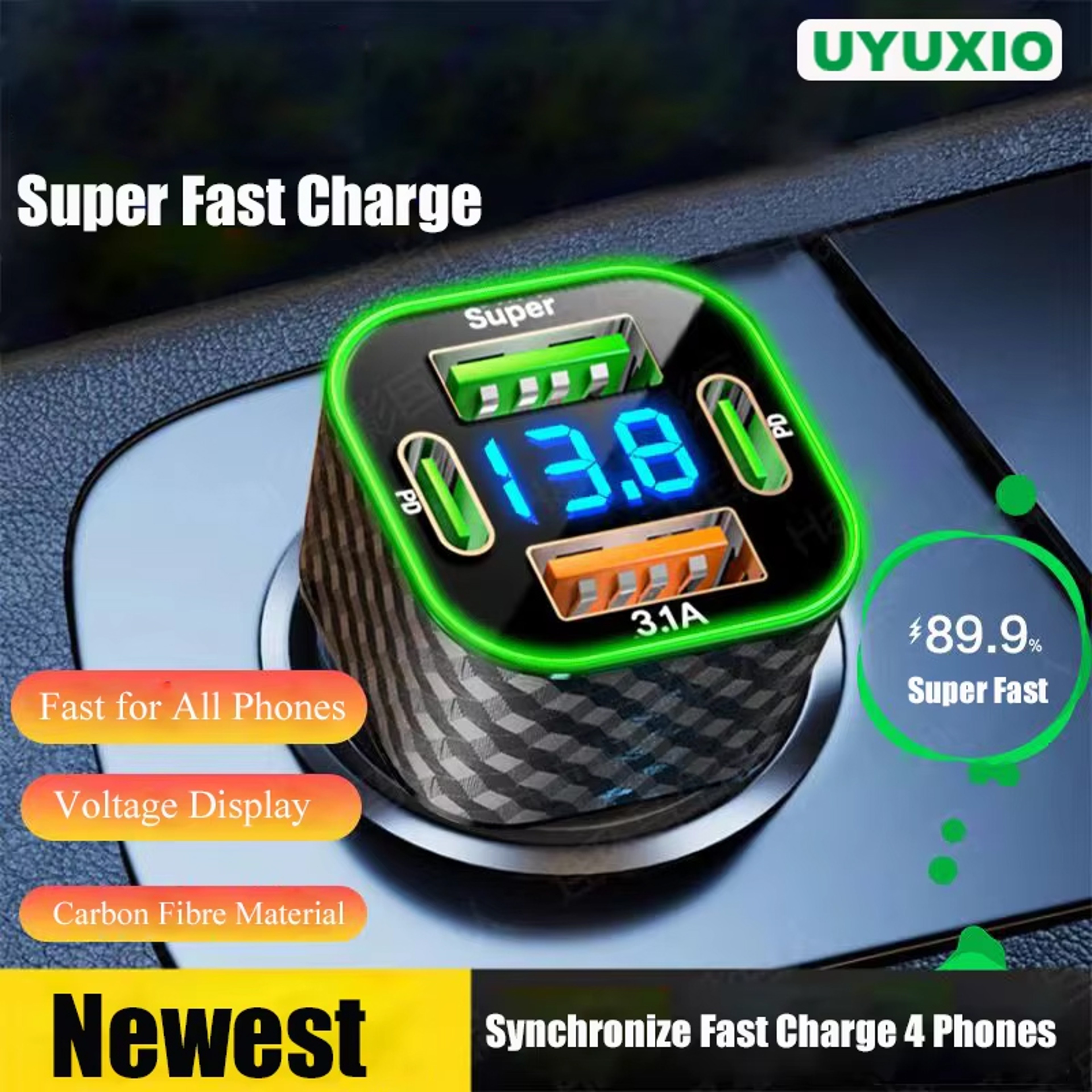 USB C Car Phone Charger with Dual PD Ports and Fast Charging Support – view 1