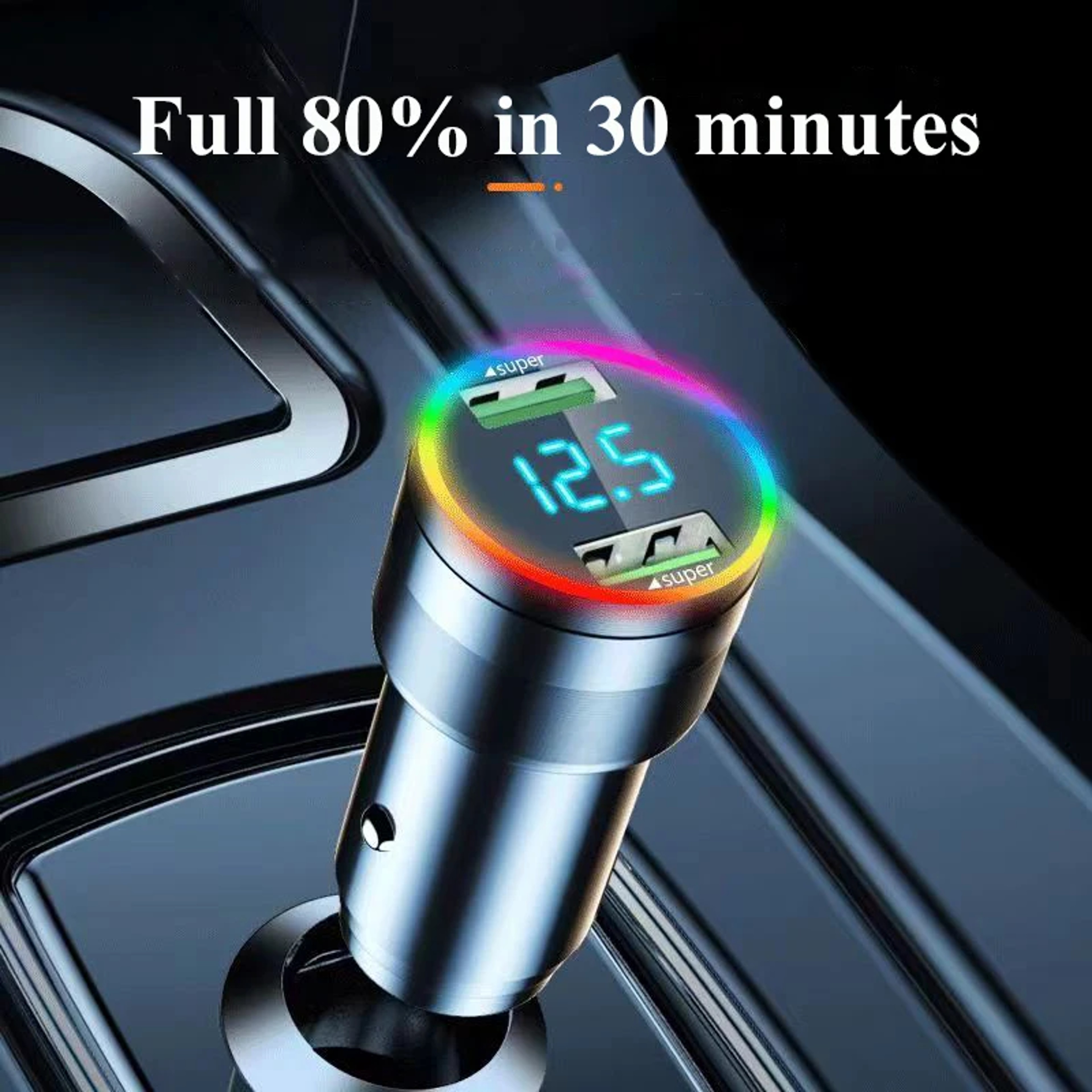Dual Port USBC Car Charger With USB Fast Charging 2