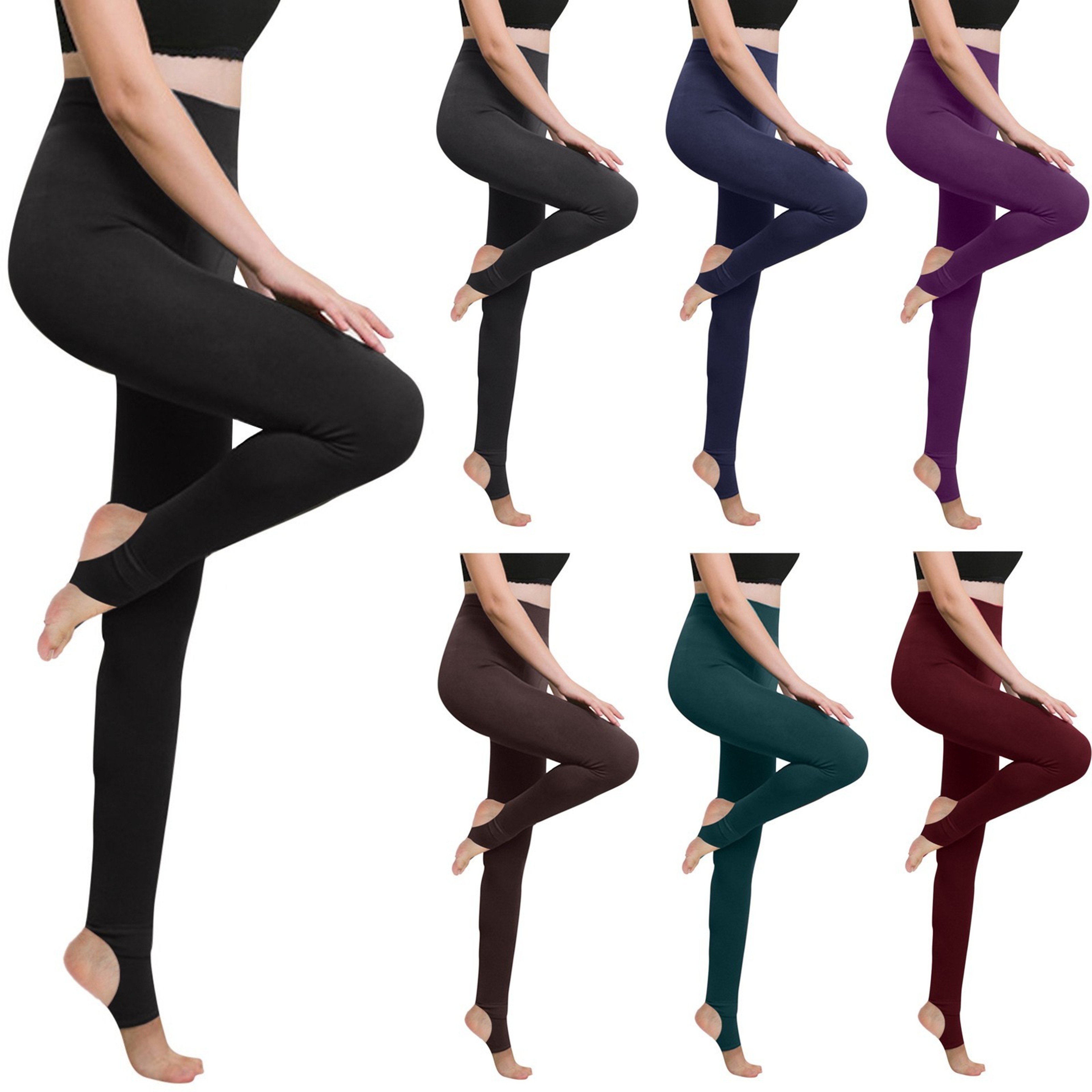 Women's Mid-Rise Stretch Leggings in Solid Color for Casual Wear – view 1