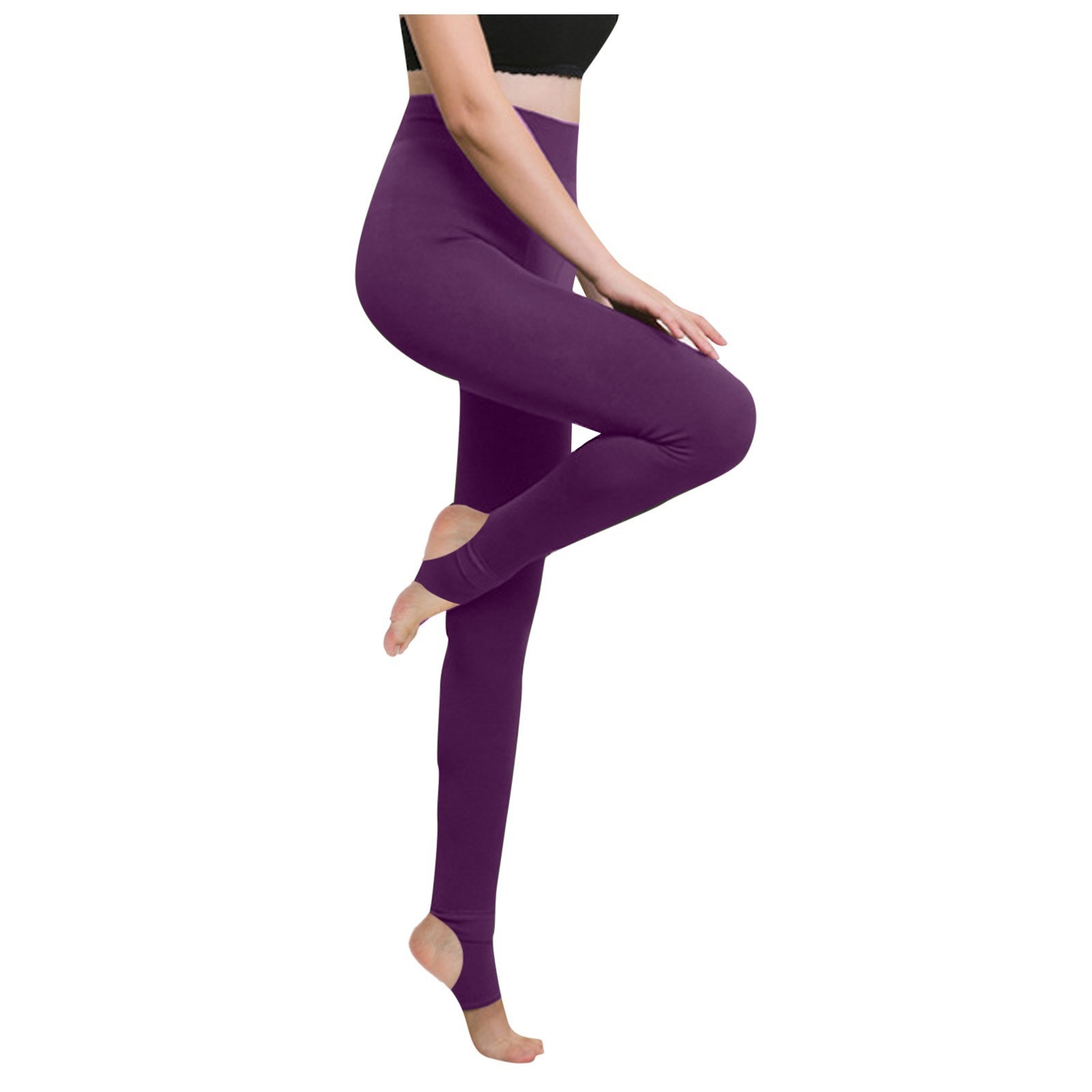 Women's Mid-Rise Stretch Leggings in Solid Color for Casual Wear – view 3