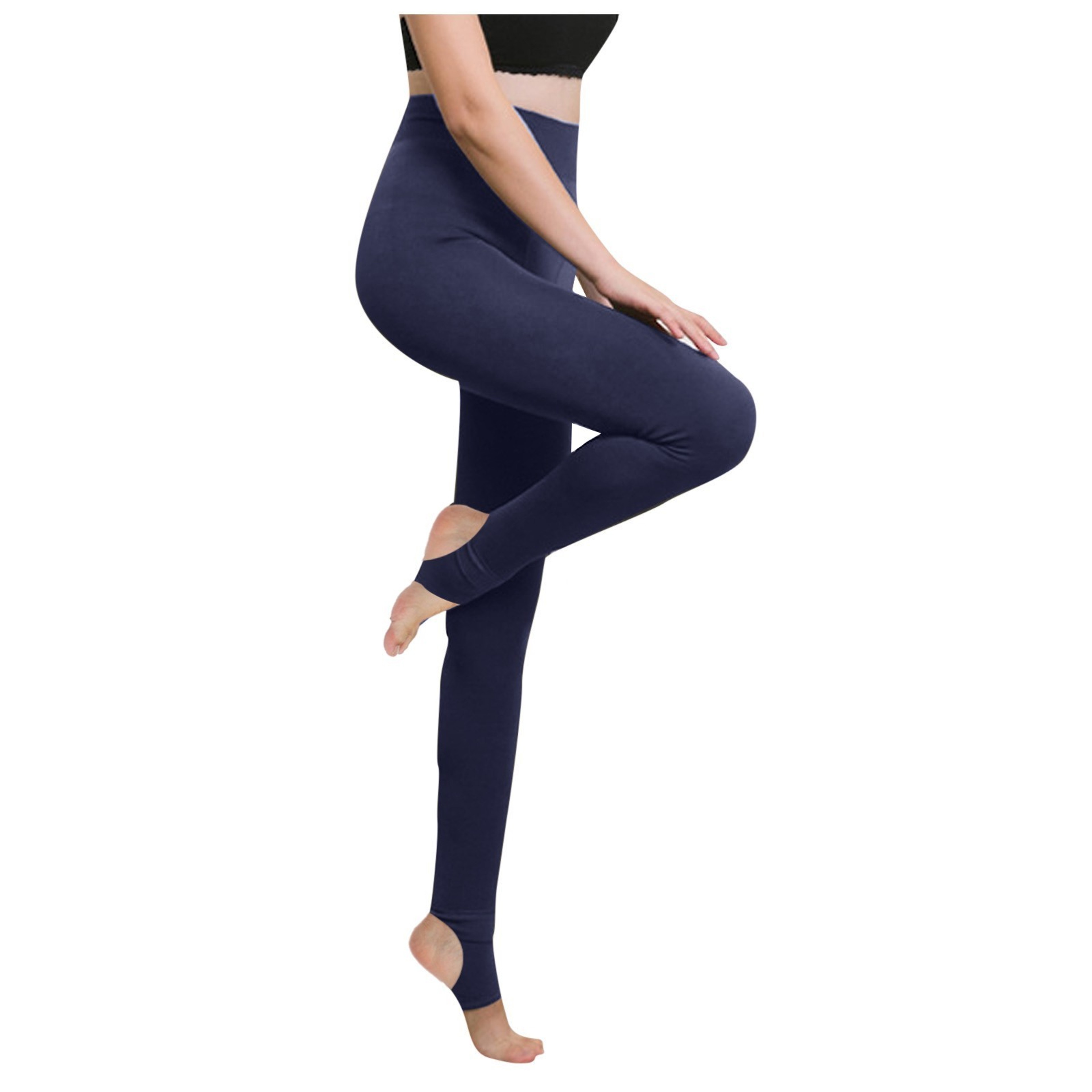 Women's Mid-Rise Stretch Leggings in Solid Color for Casual Wear – view 4